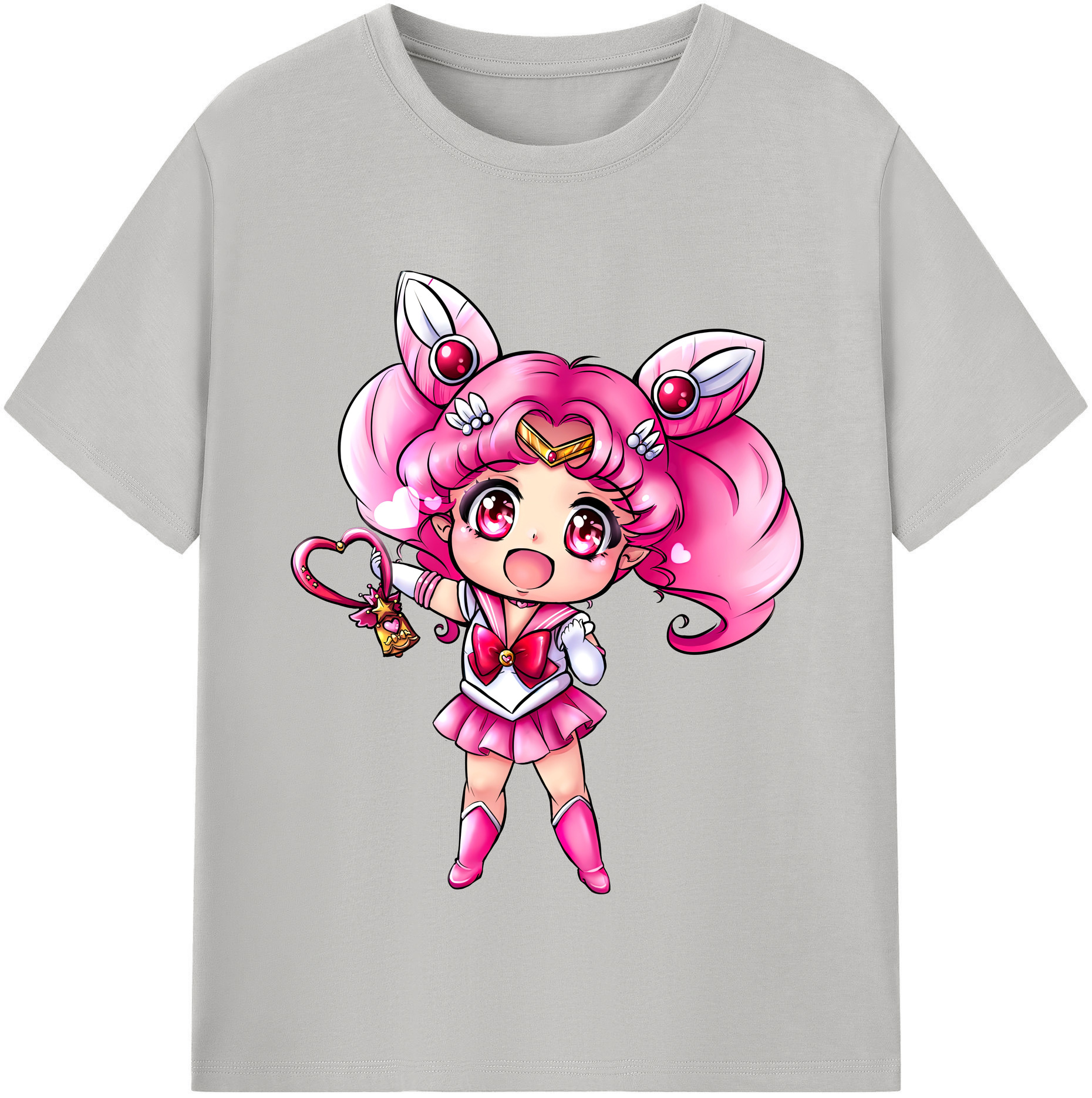 （画像用） 美少女戦士セーラームーン ちびうさ Sailor Moon Chibiusa Tsukino Usagi Small Lady Serenity レディースカジュアルプリントTシャツ（綿100％）