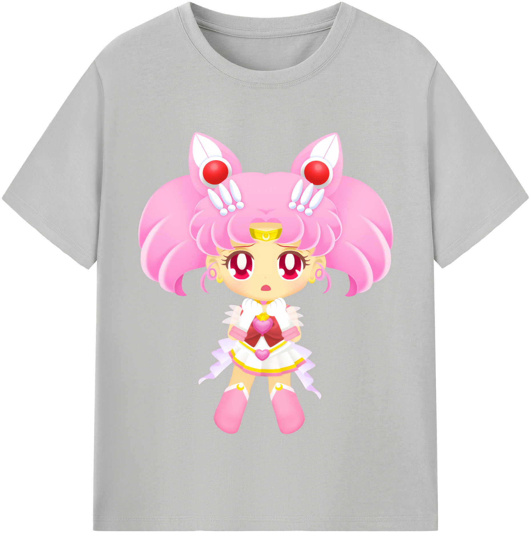 （画像用） 美少女戦士セーラームーン ちびうさ Sailor Moon Chibiusa Tsukino Usagi Small Lady Serenity レディースカジュアルプリントTシャツ（綿100％）