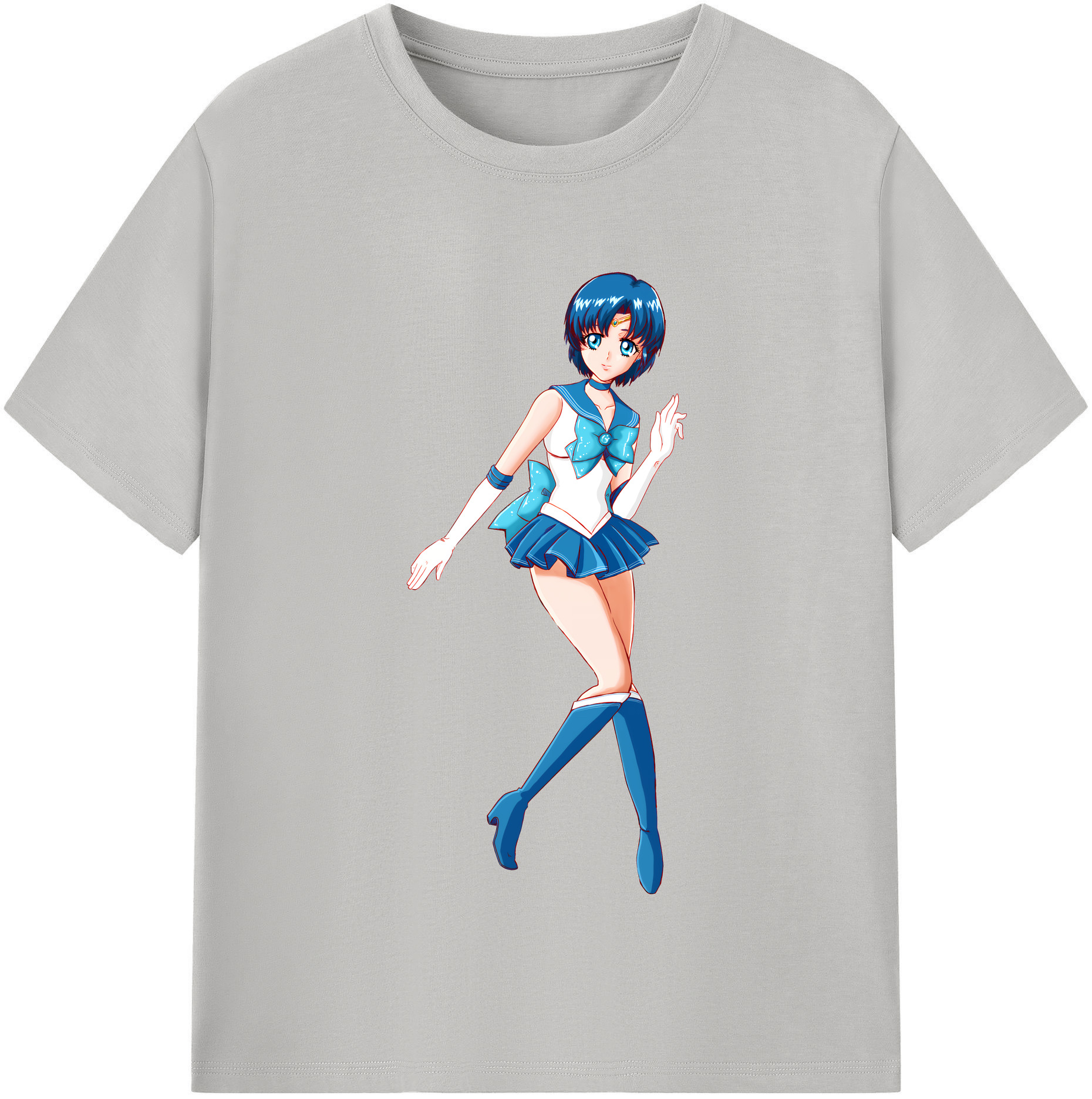 （画像用） 美少女戦士セーラームーン 水野 亜美 みずの あみ Sailor Moon Mizuno Ami レディースカジュアルプリントTシャツ（綿100％）