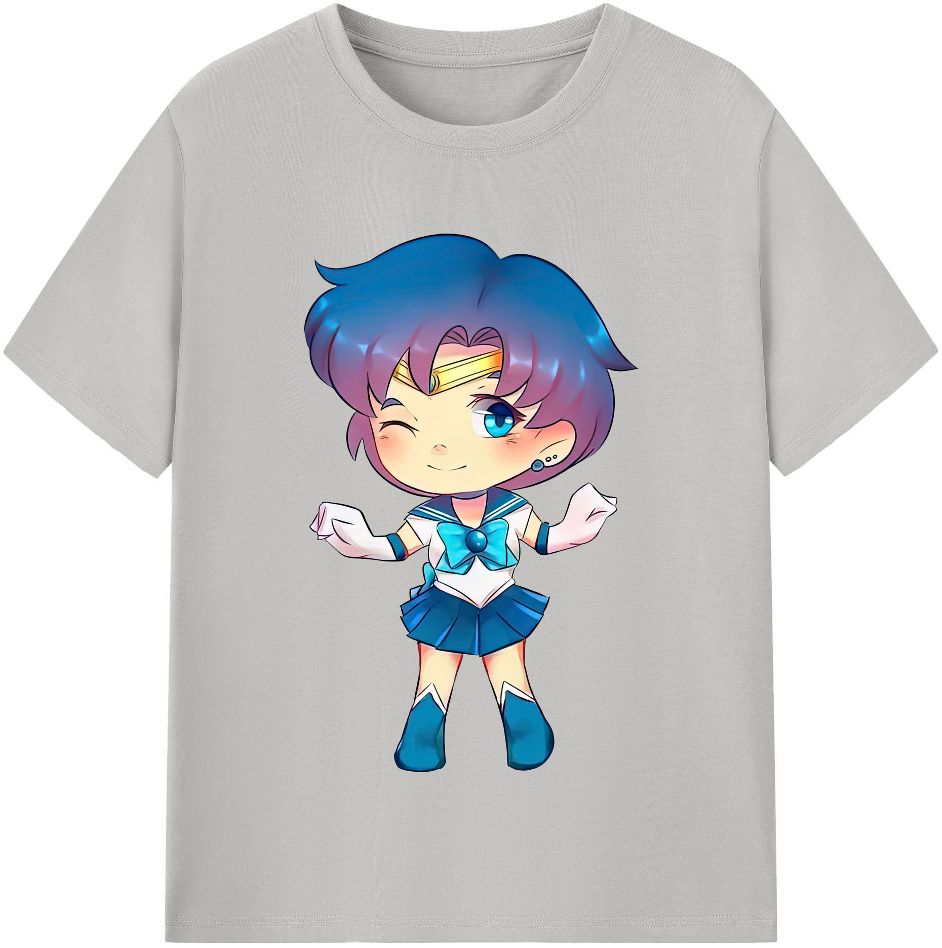 （画像用） 美少女戦士セーラームーン 水野 亜美 みずの あみ Sailor Moon Mizuno Ami レディースカジュアルプリントTシャツ（綿100％）