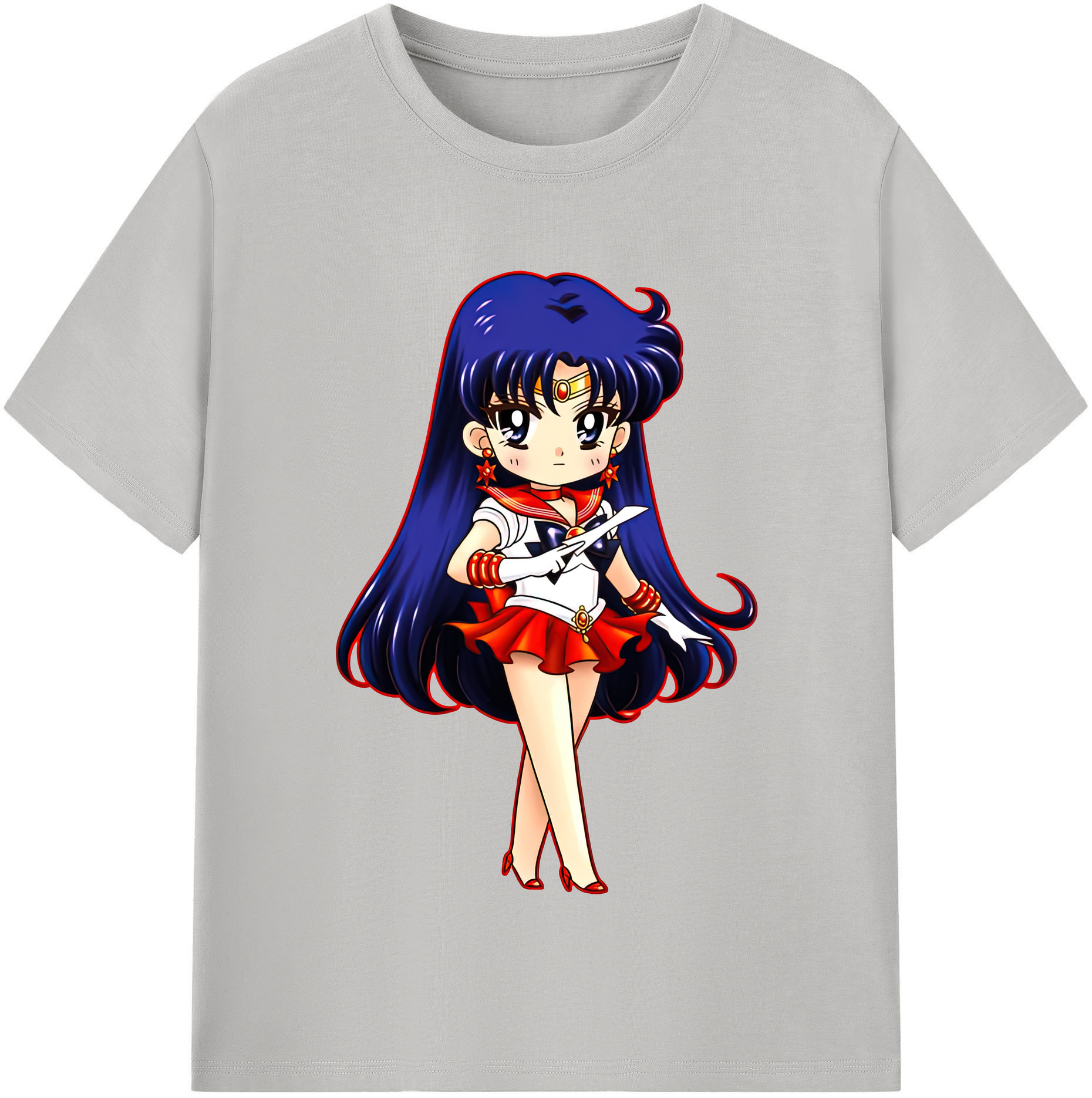 （画像用） 美少女戦士セーラームーン 火野レイ ひの レイ Sailor Moon Hino Rei （セーラーマーズ,Sailor Mars） レディースカジュアルプリントTシャツ（綿100％）