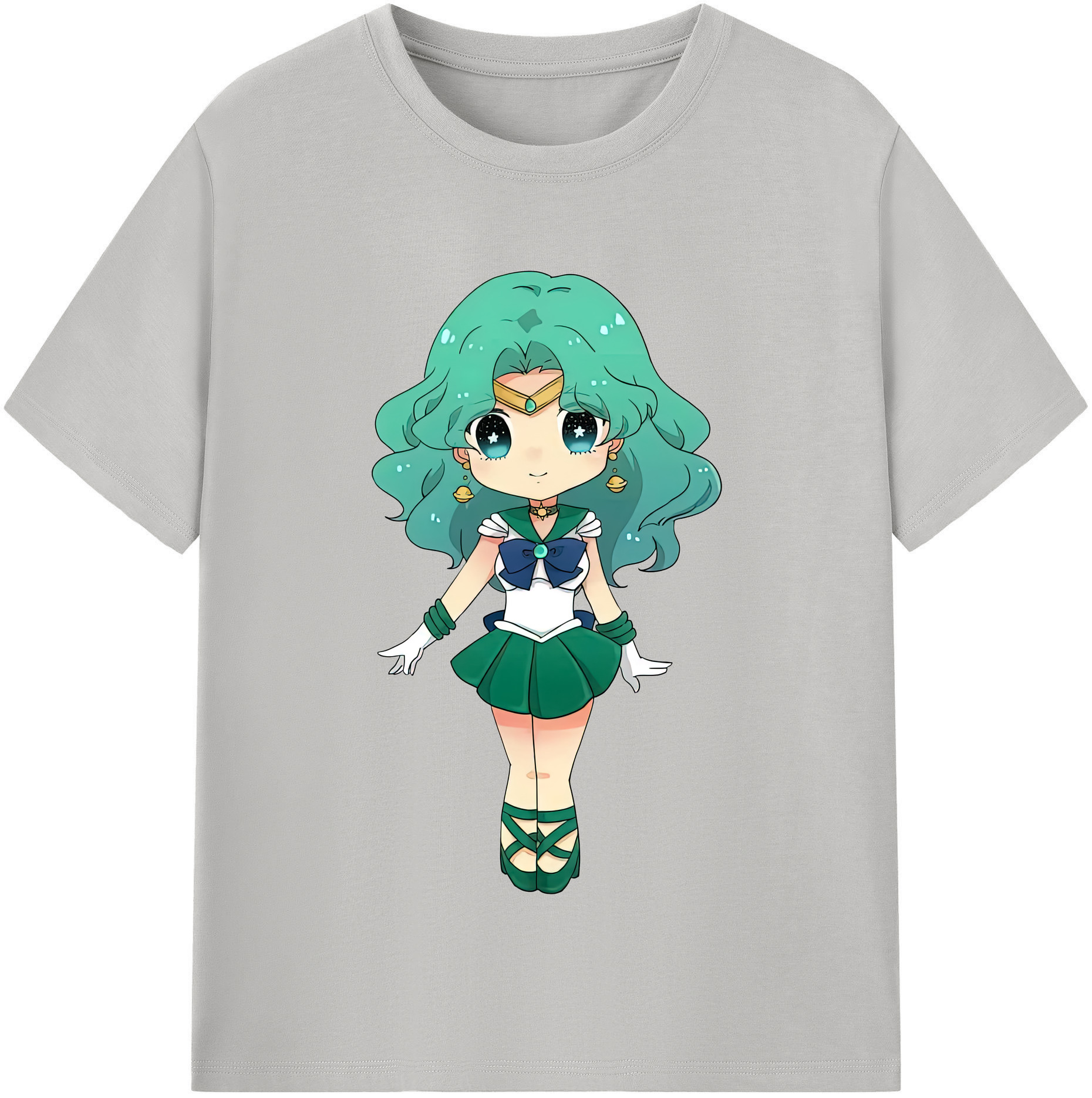 （画像用） 美少女戦士セーラームーン 海王 みちる（かいおう みちる） Sailor Moon Kaiou Michiru レディースカジュアルプリントTシャツ（綿100％）
