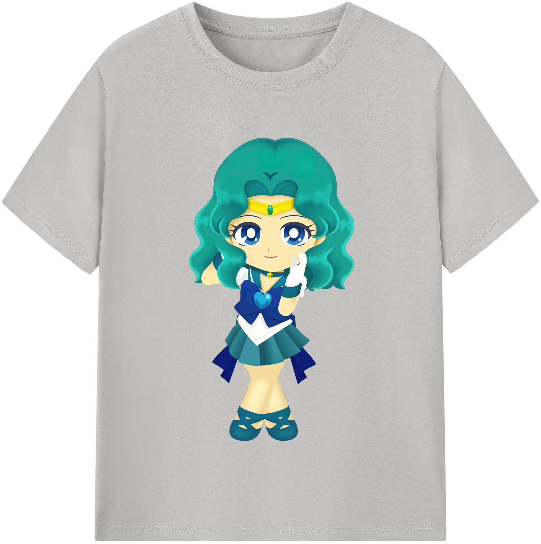 （画像用） 美少女戦士セーラームーン 海王 みちる（かいおう みちる） Sailor Moon Kaiou Michiru レディースカジュアルプリントTシャツ（綿100％）