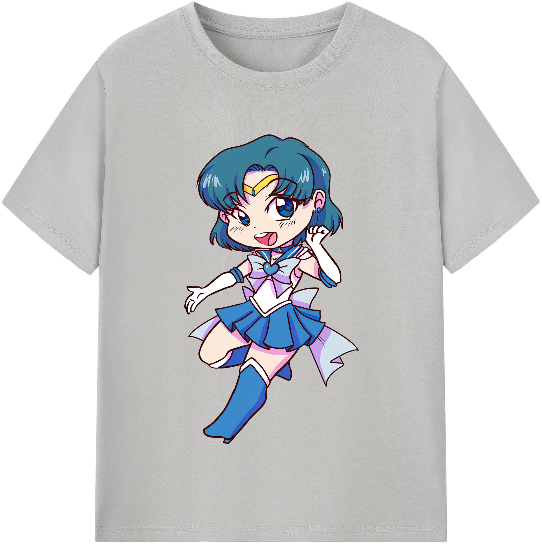 （画像用） 美少女戦士セーラームーン 水野 亜美 みずの あみ Sailor Moon Mizuno Ami レディースカジュアルプリントTシャツ（綿100％）
