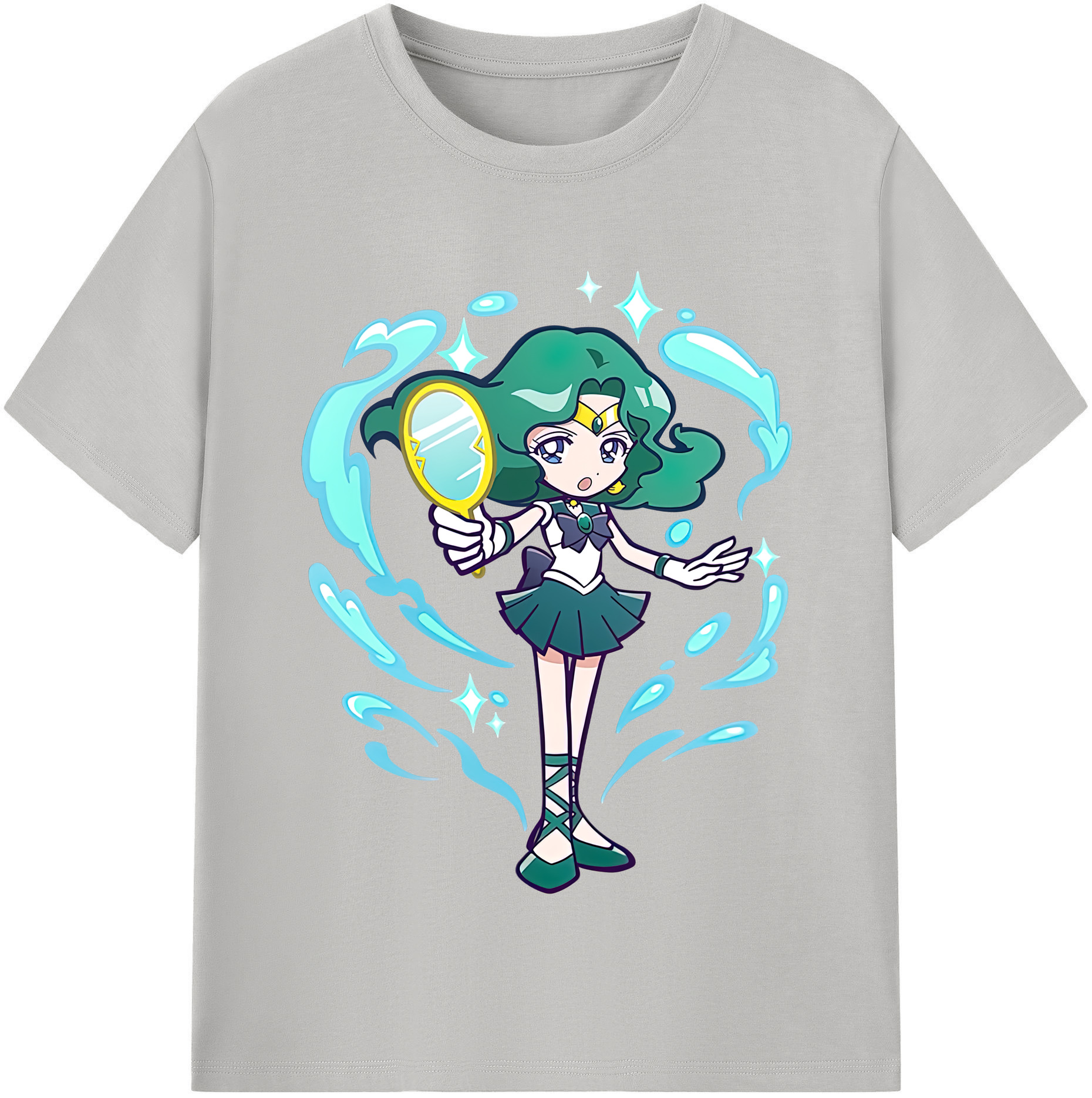 （画像用） 美少女戦士セーラームーン 海王 みちる（かいおう みちる） Sailor Moon Kaiou Michiru レディースカジュアルプリントTシャツ（綿100％）