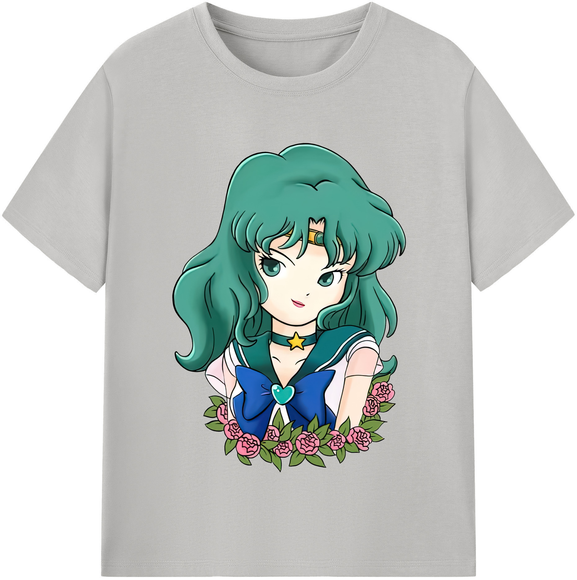 （画像用） 美少女戦士セーラームーン 海王 みちる（かいおう みちる） Sailor Moon Kaiou Michiru レディースカジュアルプリントTシャツ（綿100％）