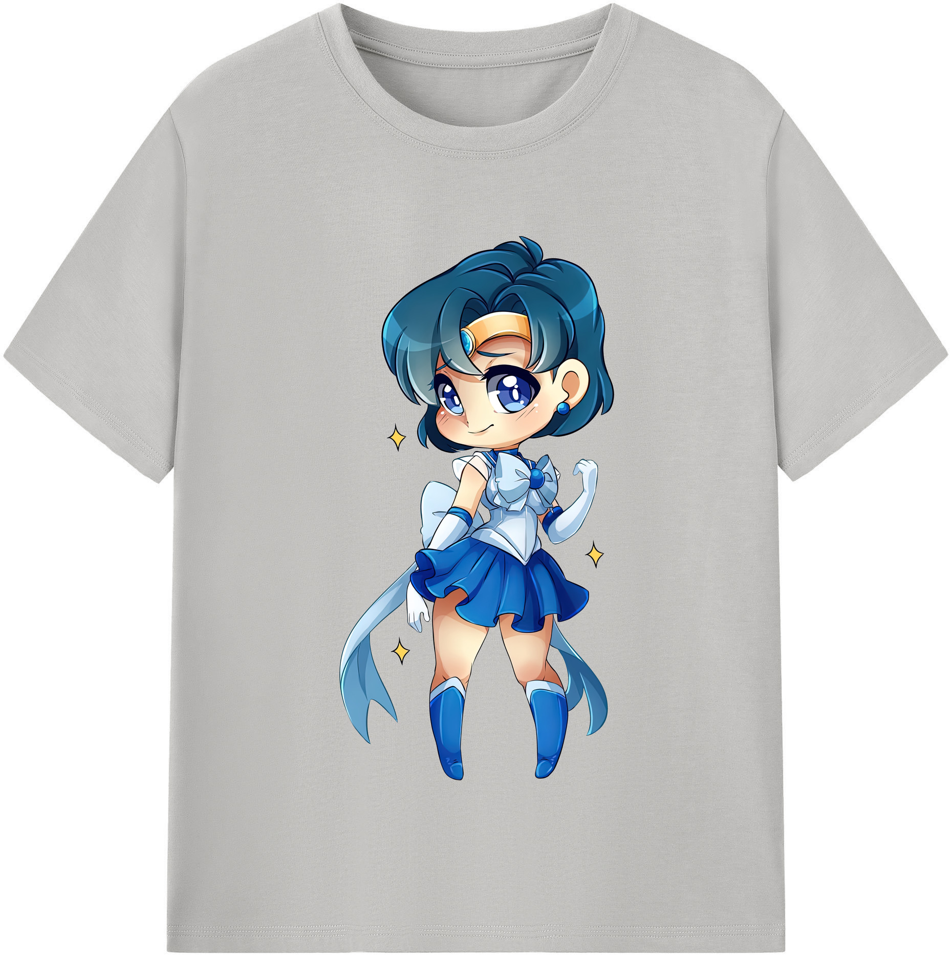 （画像用） 美少女戦士セーラームーン 水野 亜美 みずの あみ Sailor Moon Mizuno Ami レディースカジュアルプリントTシャツ（綿100％）
