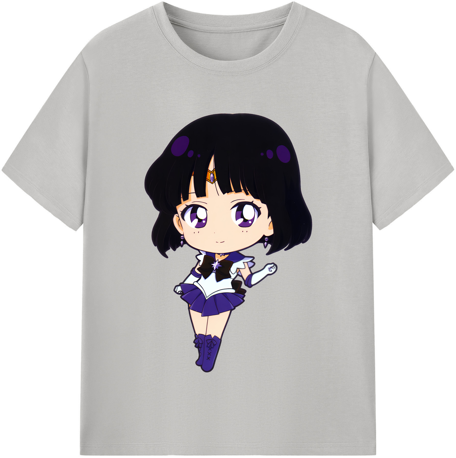 （画像用） 美少女戦士セーラームーン 土萠ほたる Sailor Moon Tomoe Hotaru （セーラーサターン；Sailor Saturn） レディースカジュアルプリントTシャツ（綿100％）
