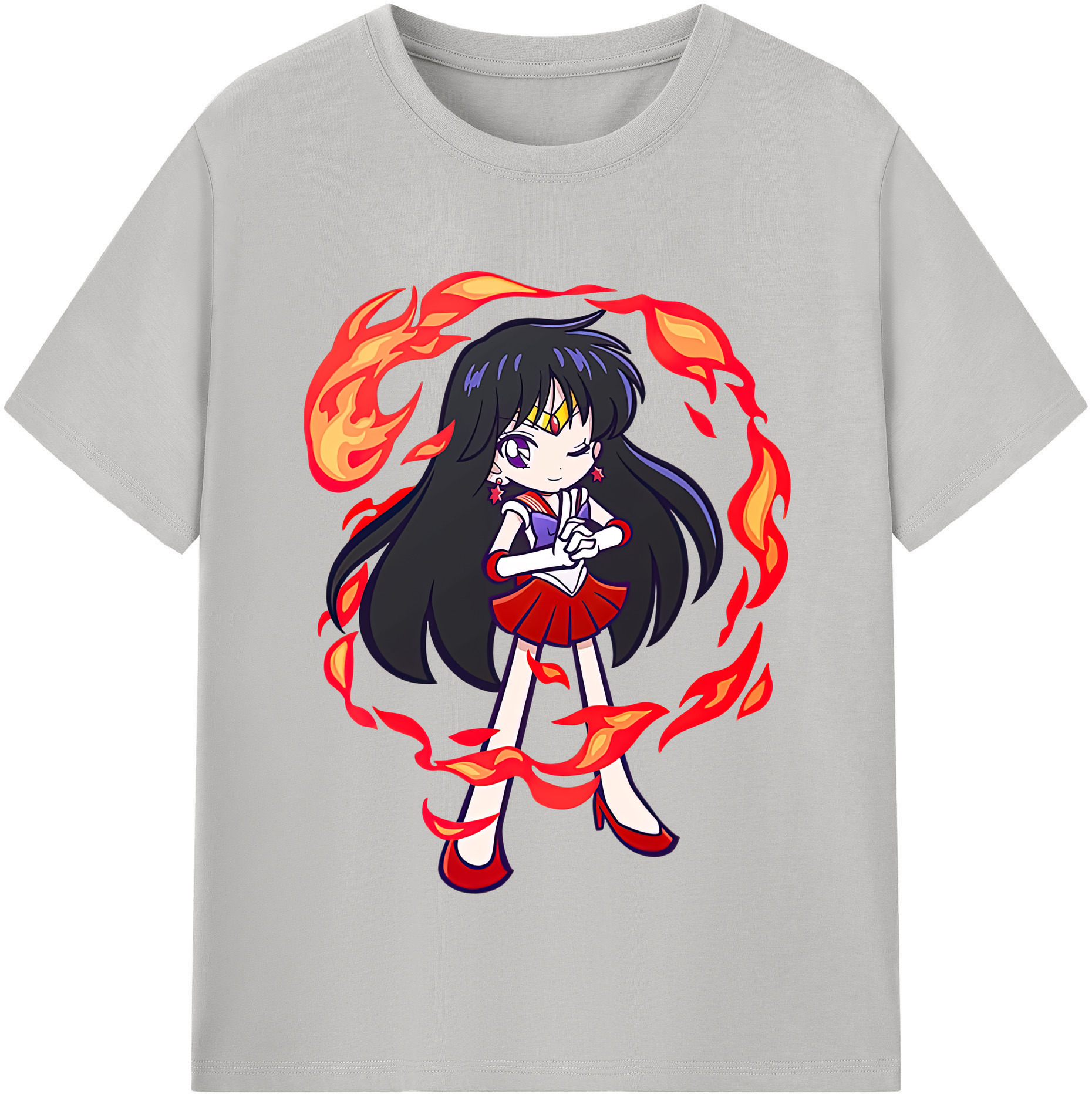 （画像用） 美少女戦士セーラームーン 火野レイ ひの レイ Sailor Moon Hino Rei （セーラーマーズ,Sailor Mars） レディースカジュアルプリントTシャツ（綿100％）