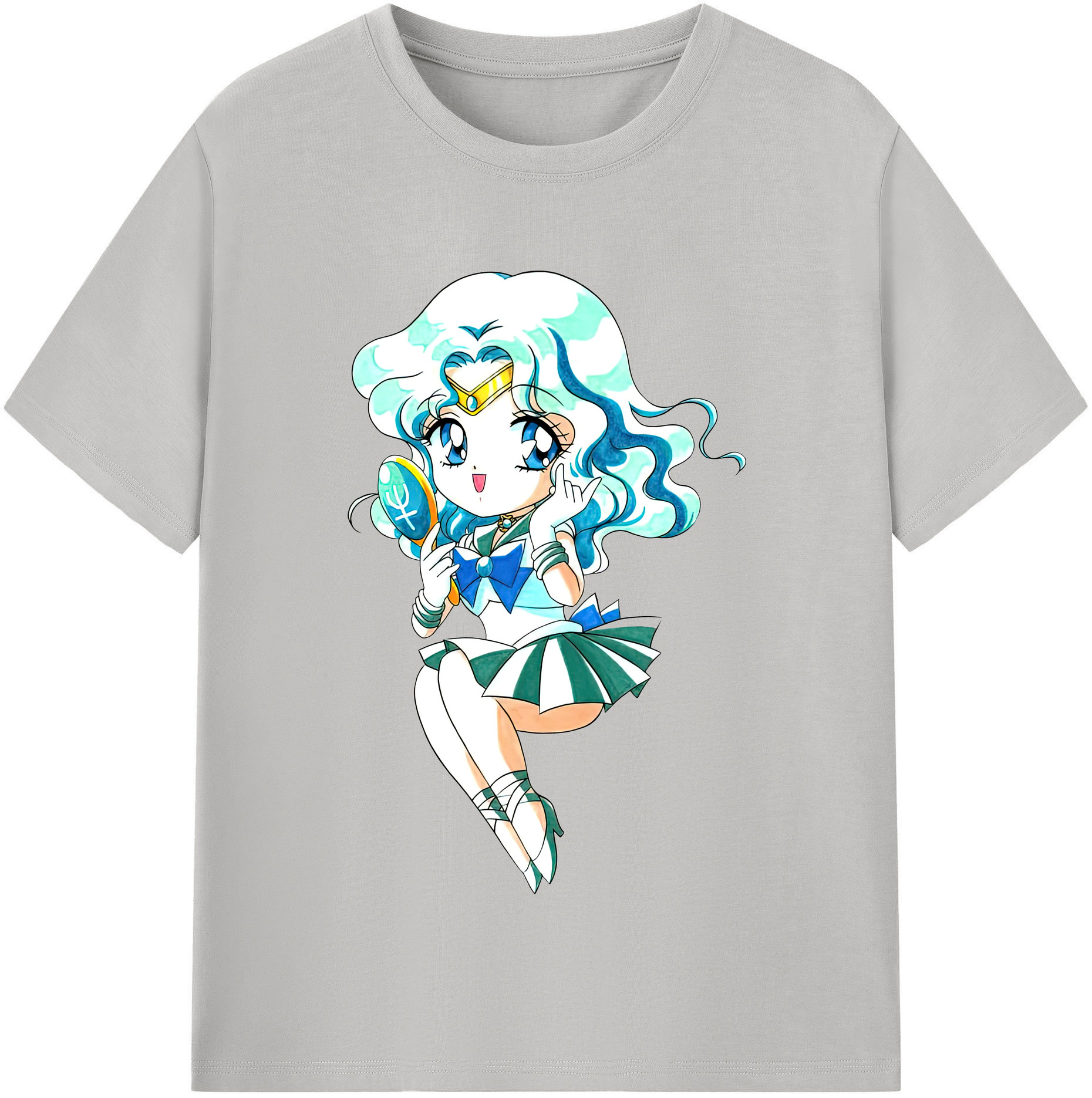 （画像用） 美少女戦士セーラームーン 海王 みちる（かいおう みちる） Sailor Moon Kaiou Michiru レディースカジュアルプリントTシャツ（綿100％）