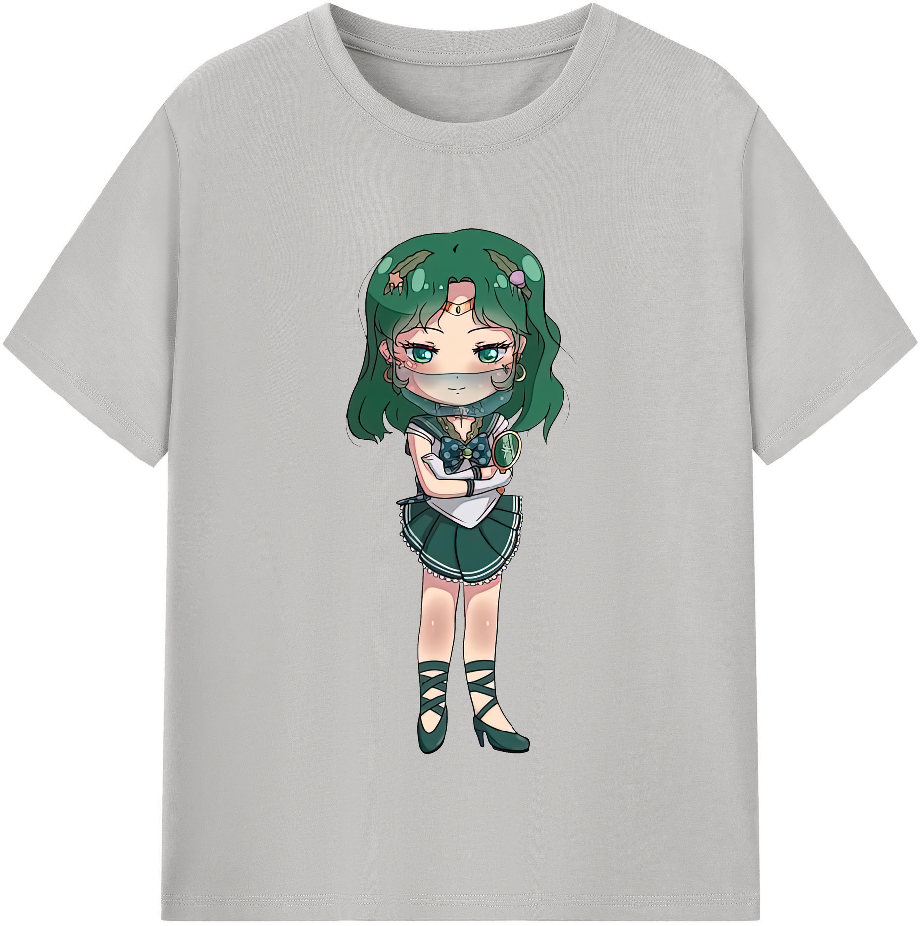 （画像用） 美少女戦士セーラームーン 海王 みちる（かいおう みちる） Sailor Moon Kaiou Michiru レディースカジュアルプリントTシャツ（綿100％）