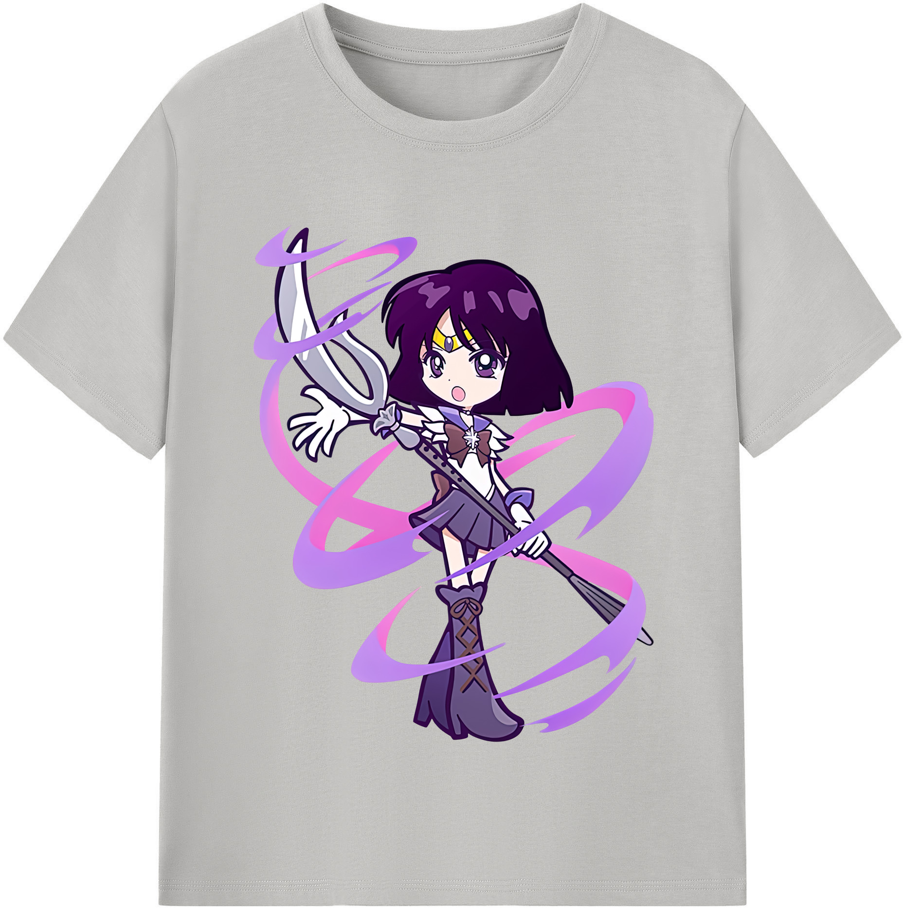 （画像用） 美少女戦士セーラームーン 土萠ほたる Sailor Moon Tomoe Hotaru （セーラーサターン；Sailor Saturn） レディースカジュアルプリントTシャツ（綿100％）