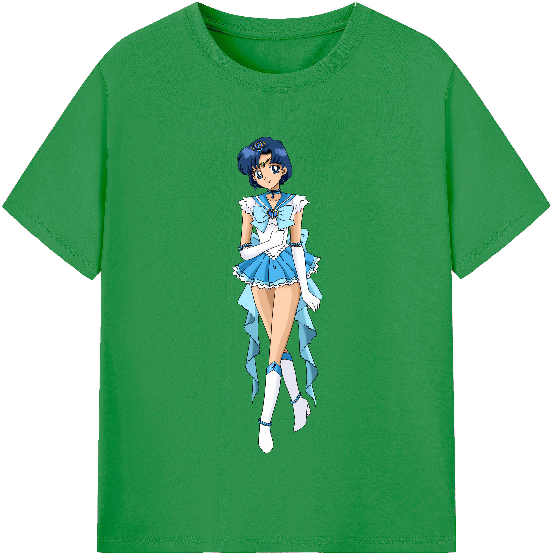 （画像用） 美少女戦士セーラームーン 水野 亜美 みずの あみ Sailor Moon Mizuno Ami レディースカジュアルプリントTシャツ（綿100％）
