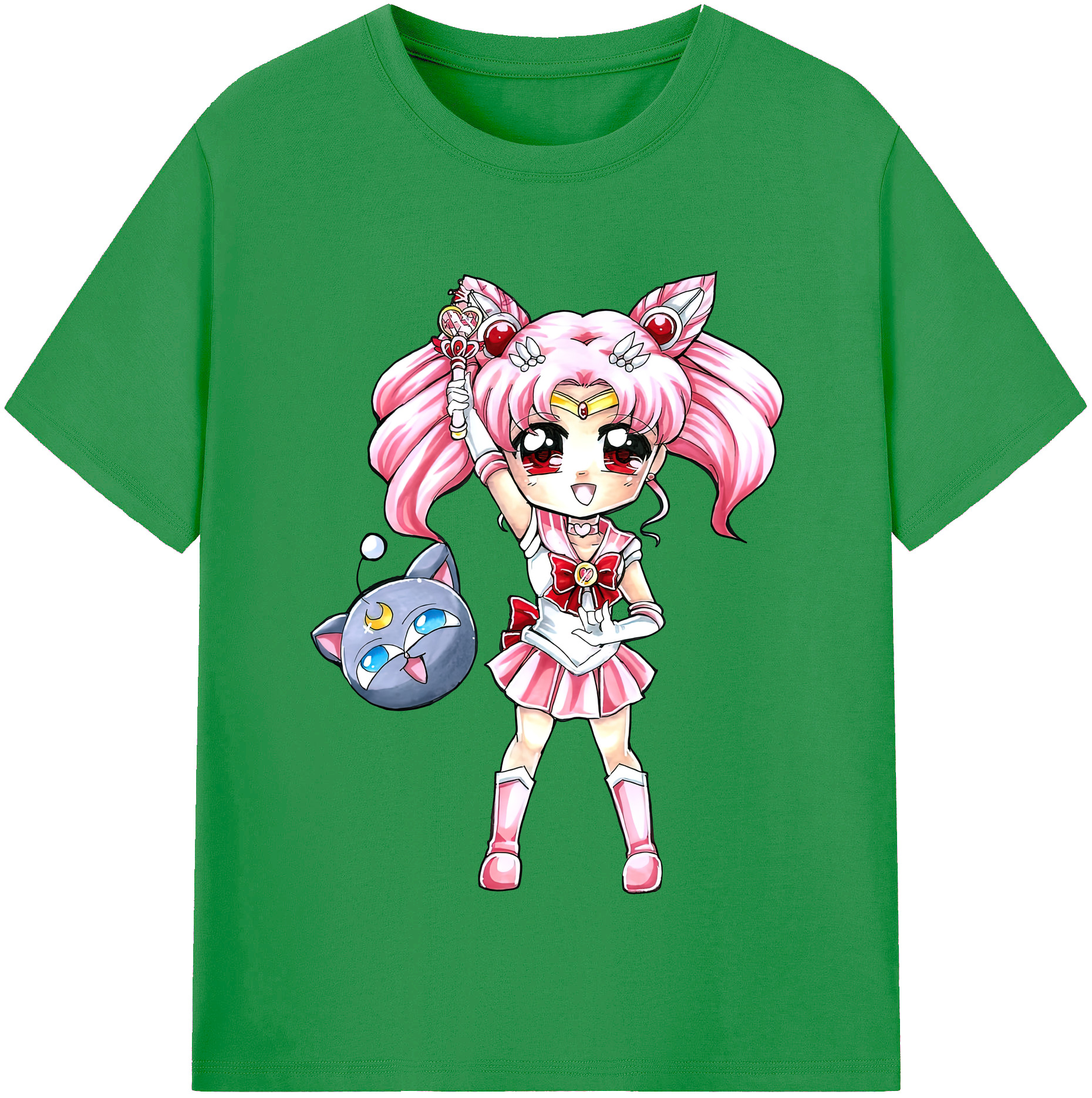 （画像用） 美少女戦士セーラームーン ちびうさ Sailor Moon Chibiusa Tsukino Usagi Small Lady Serenity レディースカジュアルプリントTシャツ（綿100％）