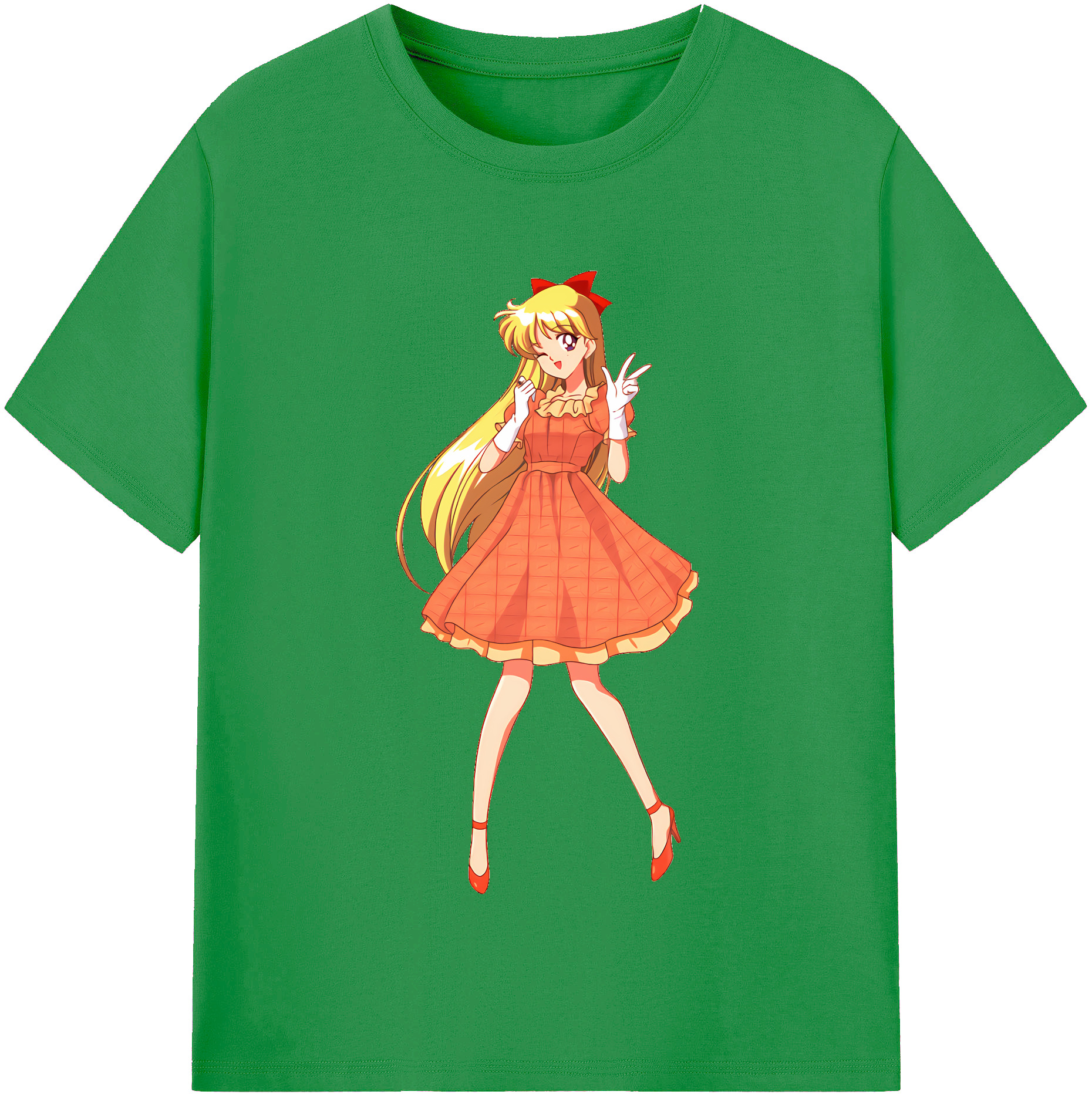 （画像用） 美少女戦士セーラームーン 愛野 美奈子 あいの みなこ Sailor Moon Aino Minako レディースカジュアルプリントTシャツ（綿100％）