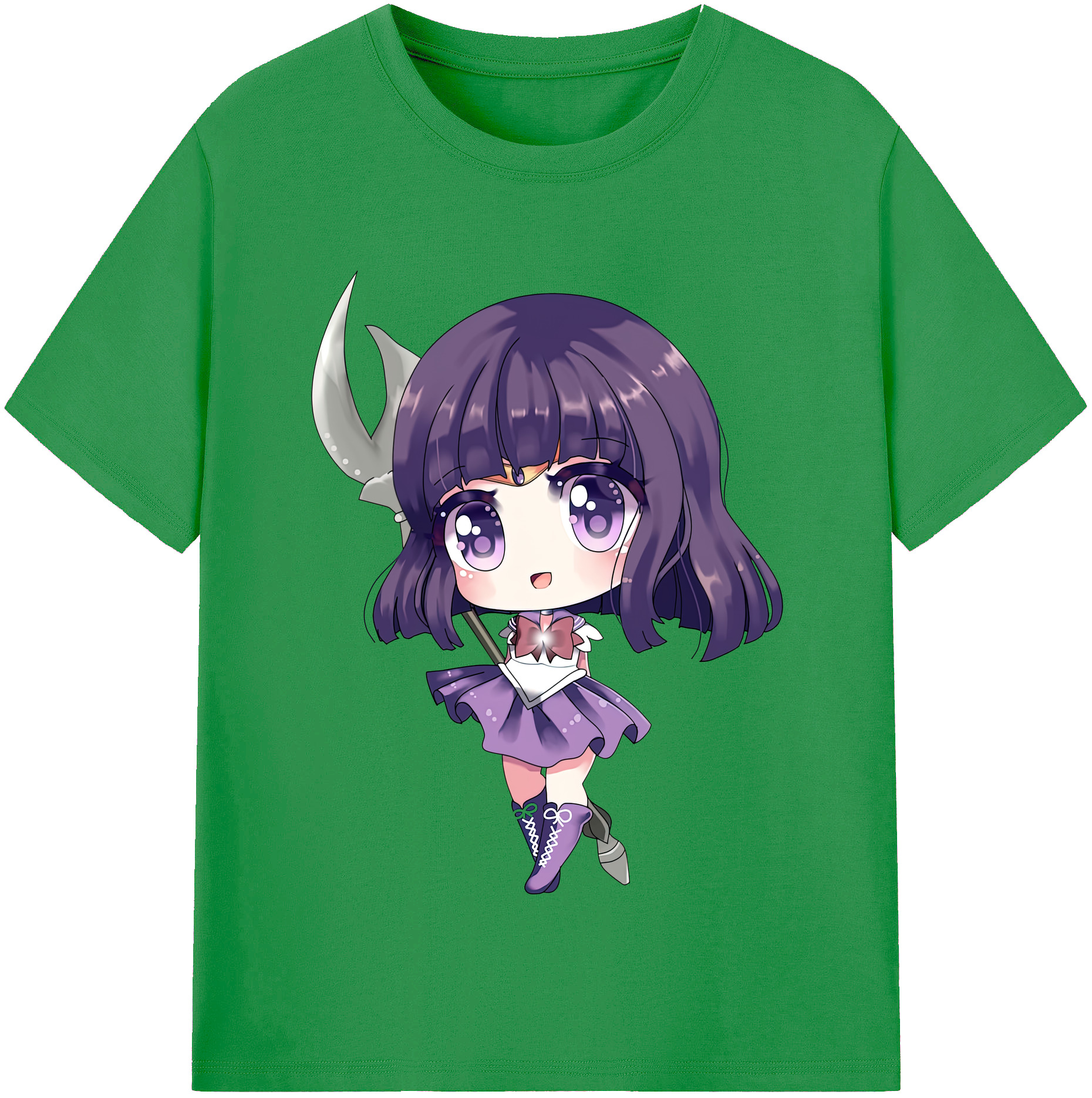 （画像用） 美少女戦士セーラームーン 土萠ほたる Sailor Moon Tomoe Hotaru （セーラーサターン；Sailor Saturn） レディースカジュアルプリントTシャツ（綿100％）