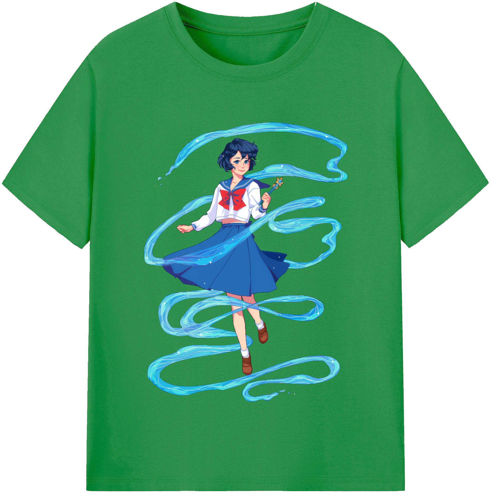 （画像用） 美少女戦士セーラームーン 水野 亜美 みずの あみ Sailor Moon Mizuno Ami レディースカジュアルプリントTシャツ（綿100％）