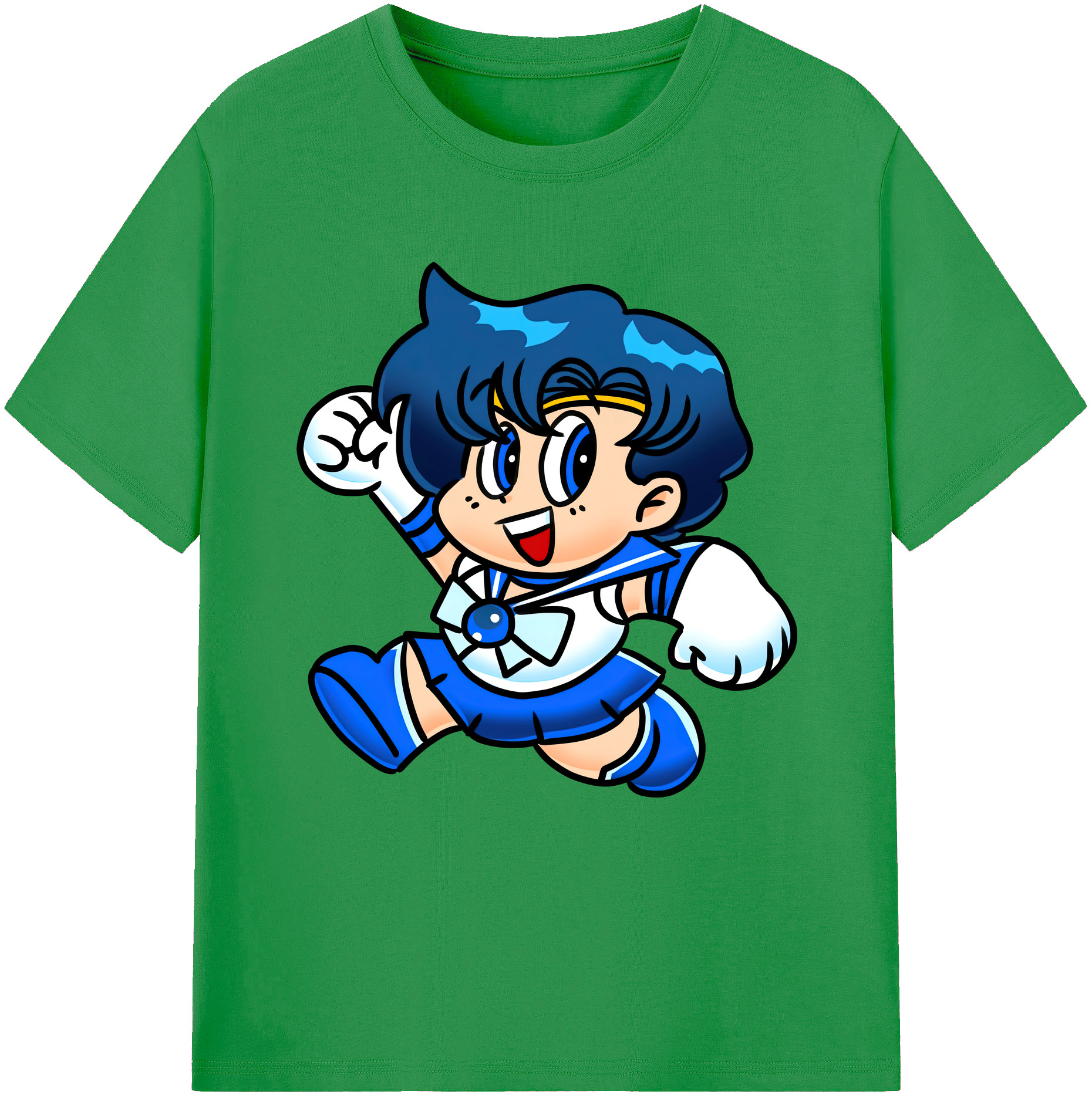 （画像用） 美少女戦士セーラームーン 水野 亜美 みずの あみ Sailor Moon Mizuno Ami レディースカジュアルプリントTシャツ（綿100％）