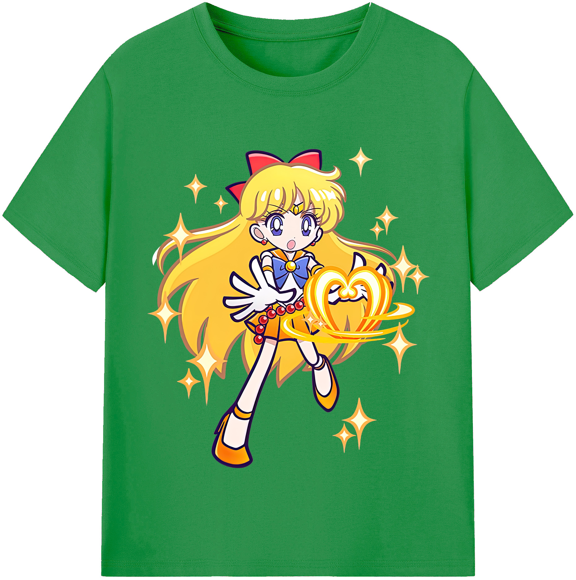 （画像用） 美少女戦士セーラームーン 愛野 美奈子 あいの みなこ Sailor Moon Aino Minako レディースカジュアルプリントTシャツ（綿100％）