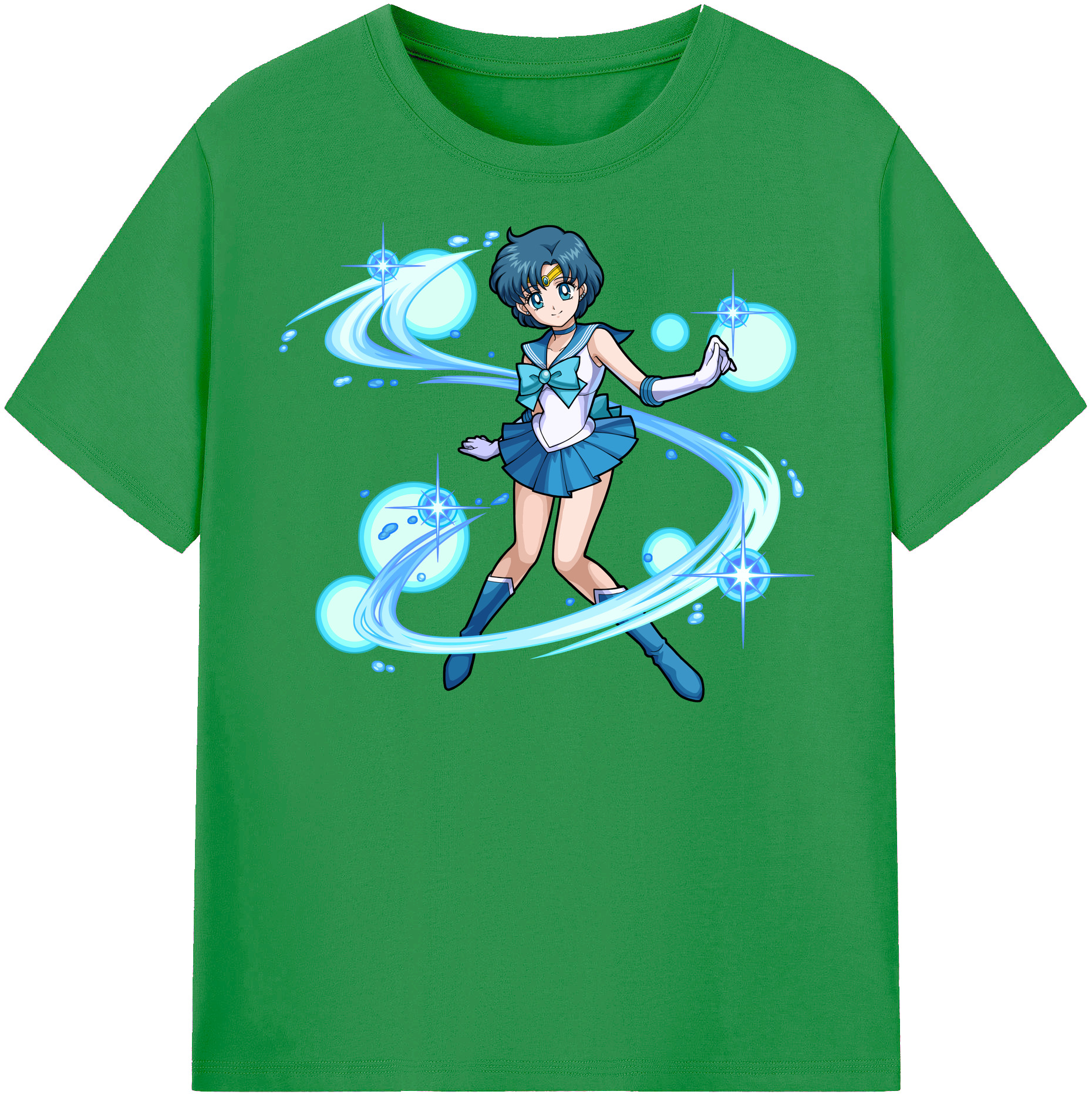 （画像用） 美少女戦士セーラームーン 水野 亜美 みずの あみ Sailor Moon Mizuno Ami レディースカジュアルプリントTシャツ（綿100％）