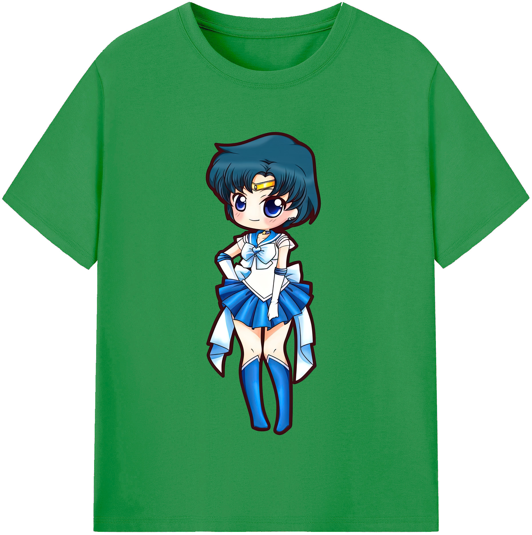 （画像用） 美少女戦士セーラームーン 水野 亜美 みずの あみ Sailor Moon Mizuno Ami レディースカジュアルプリントTシャツ（綿100％）