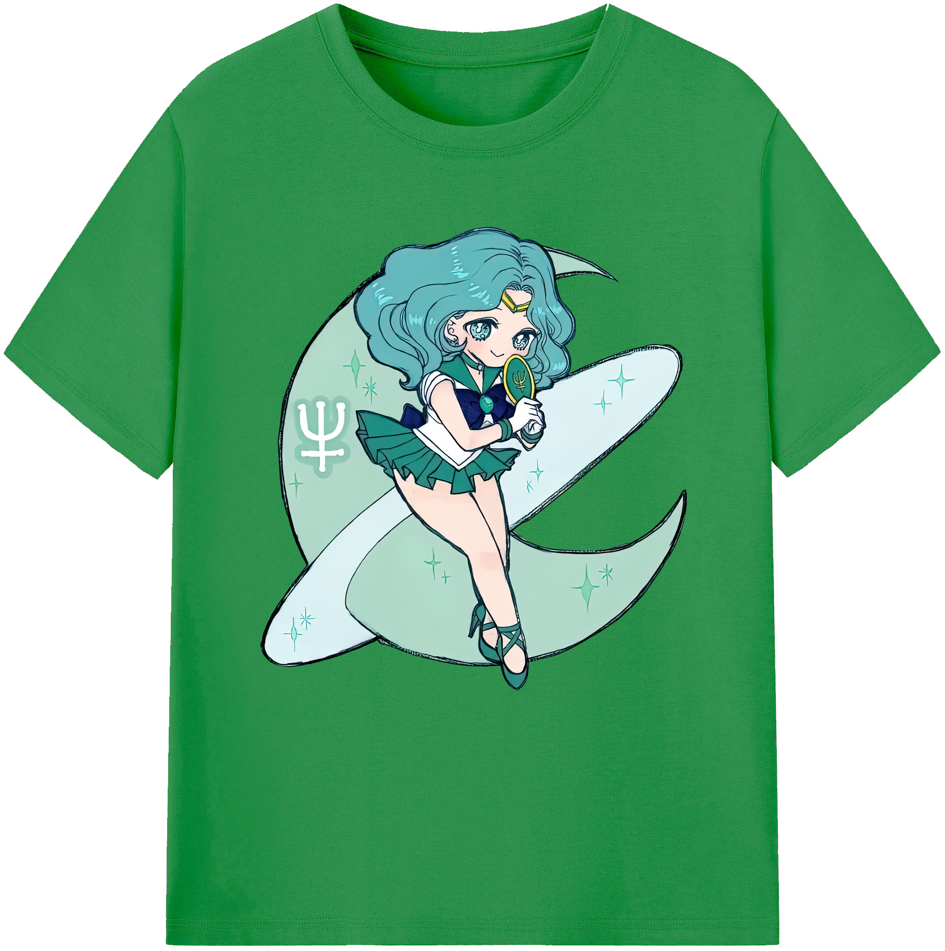 （画像用） 美少女戦士セーラームーン 海王 みちる（かいおう みちる） Sailor Moon Kaiou Michiru レディースカジュアルプリントTシャツ（綿100％）