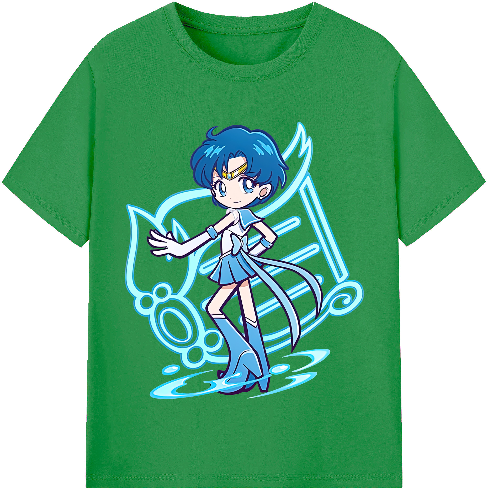 （画像用） 美少女戦士セーラームーン 水野 亜美 みずの あみ Sailor Moon Mizuno Ami レディースカジュアルプリントTシャツ（綿100％）