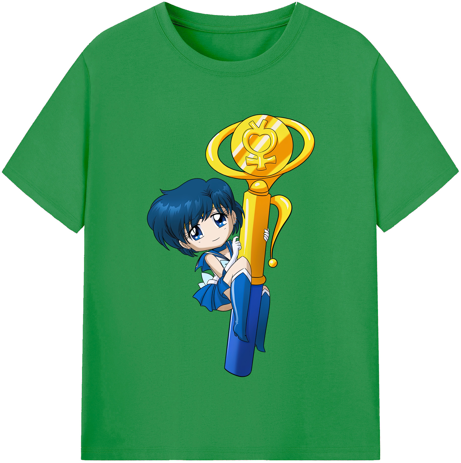 （画像用） 美少女戦士セーラームーン 水野 亜美 みずの あみ Sailor Moon Mizuno Ami レディースカジュアルプリントTシャツ（綿100％）