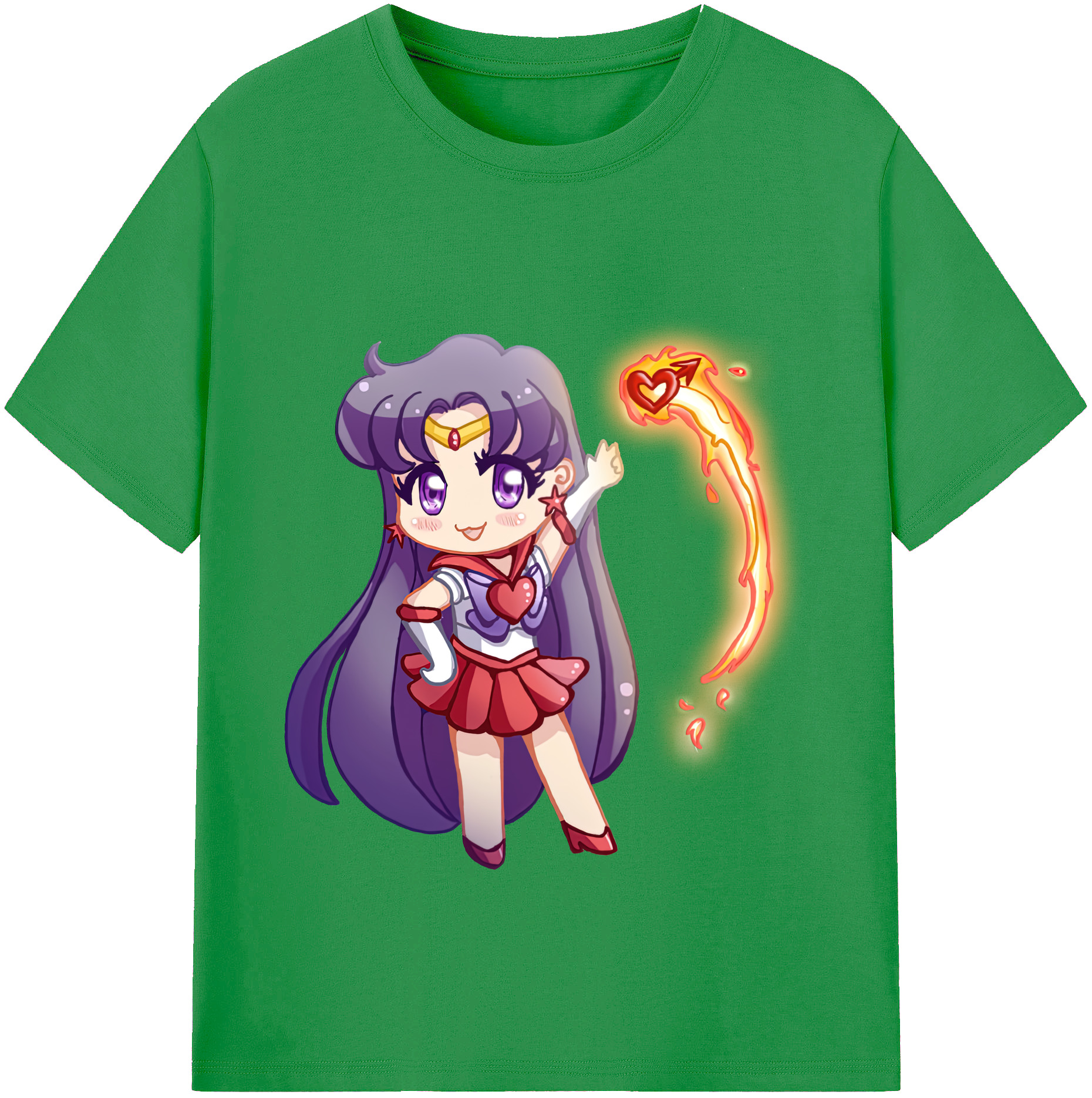（画像用） 美少女戦士セーラームーン 火野レイ ひの レイ Sailor Moon Hino Rei （セーラーマーズ,Sailor Mars） レディースカジュアルプリントTシャツ（綿100％）