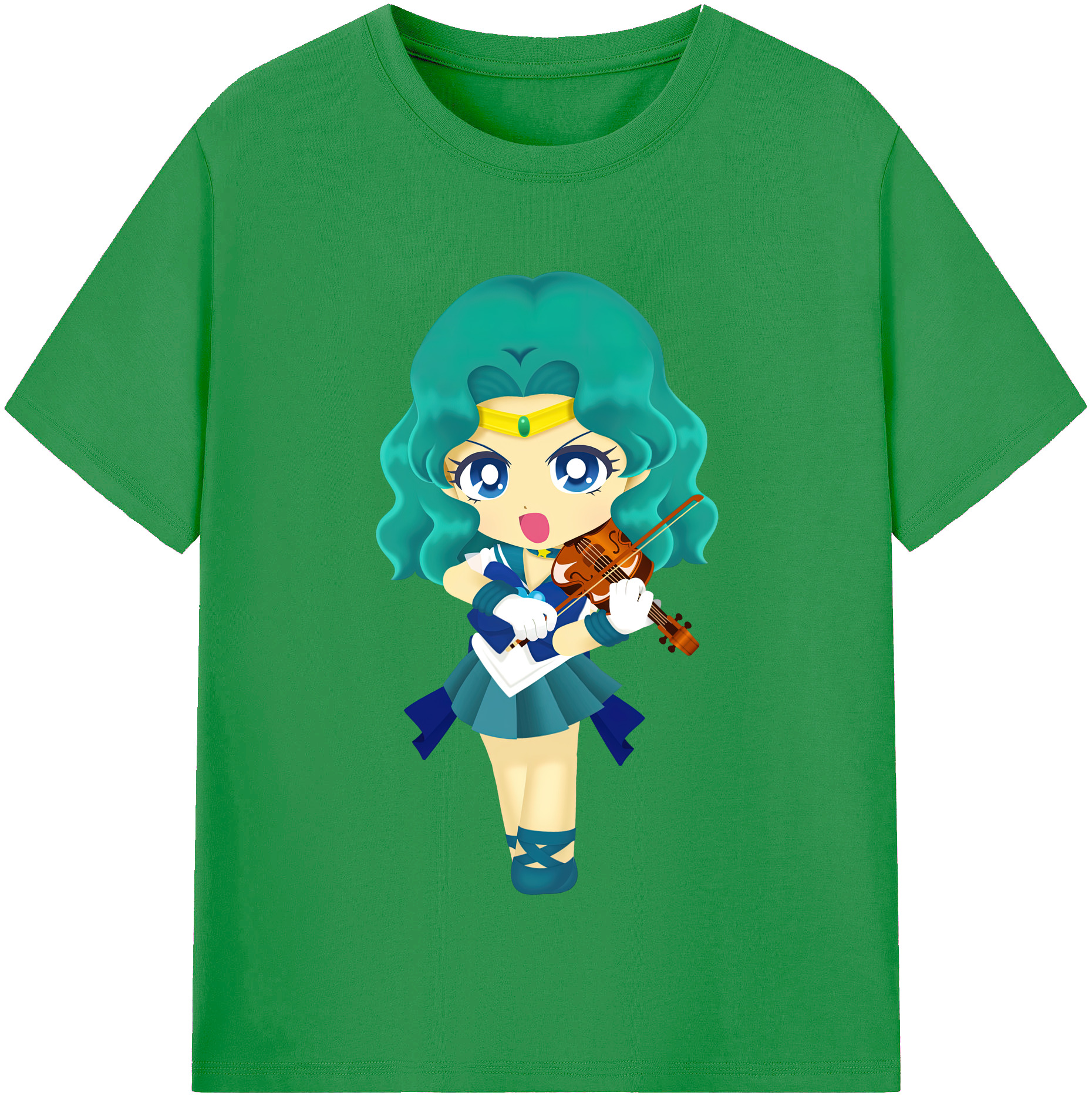 （画像用） 美少女戦士セーラームーン 海王 みちる（かいおう みちる） Sailor Moon Kaiou Michiru レディースカジュアルプリントTシャツ（綿100％）