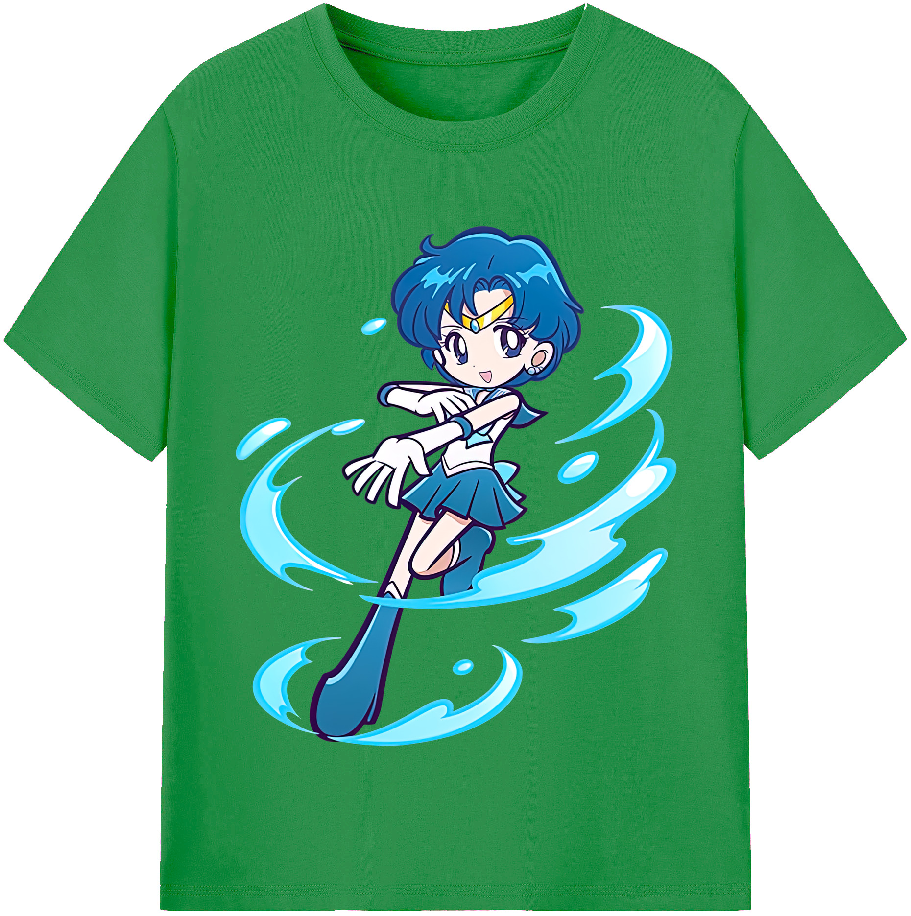 （画像用） 美少女戦士セーラームーン 水野 亜美 みずの あみ Sailor Moon Mizuno Ami レディースカジュアルプリントTシャツ（綿100％）