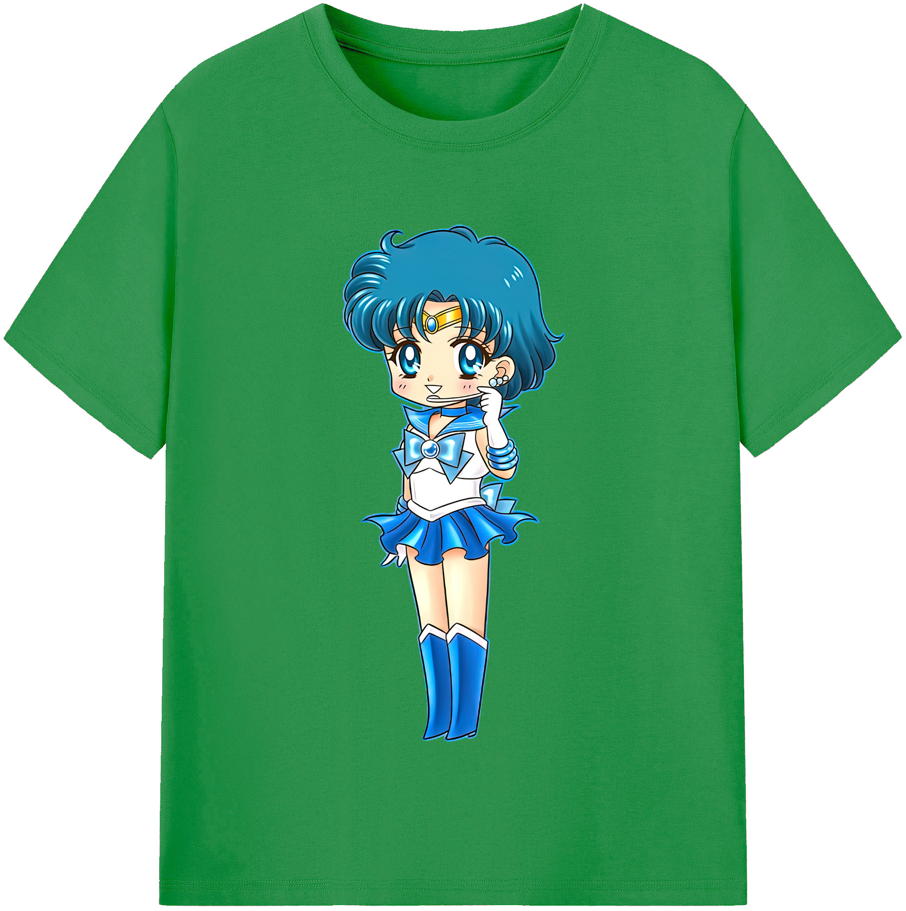 （画像用） 美少女戦士セーラームーン 水野 亜美 みずの あみ Sailor Moon Mizuno Ami レディースカジュアルプリントTシャツ（綿100％）