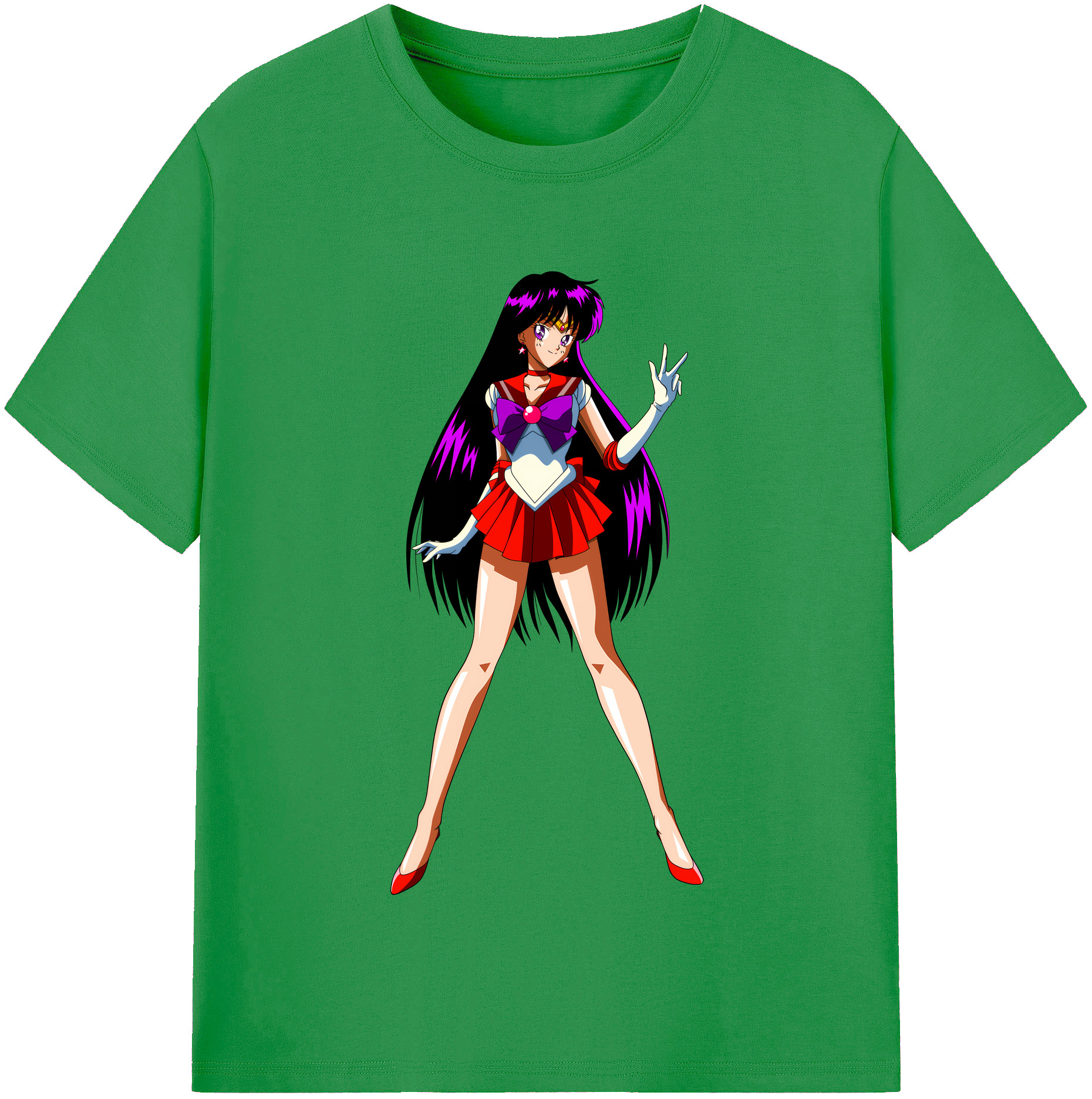 （画像用） 美少女戦士セーラームーン 火野レイ ひの レイ Sailor Moon Hino Rei （セーラーマーズ,Sailor Mars） レディースカジュアルプリントTシャツ（綿100％）