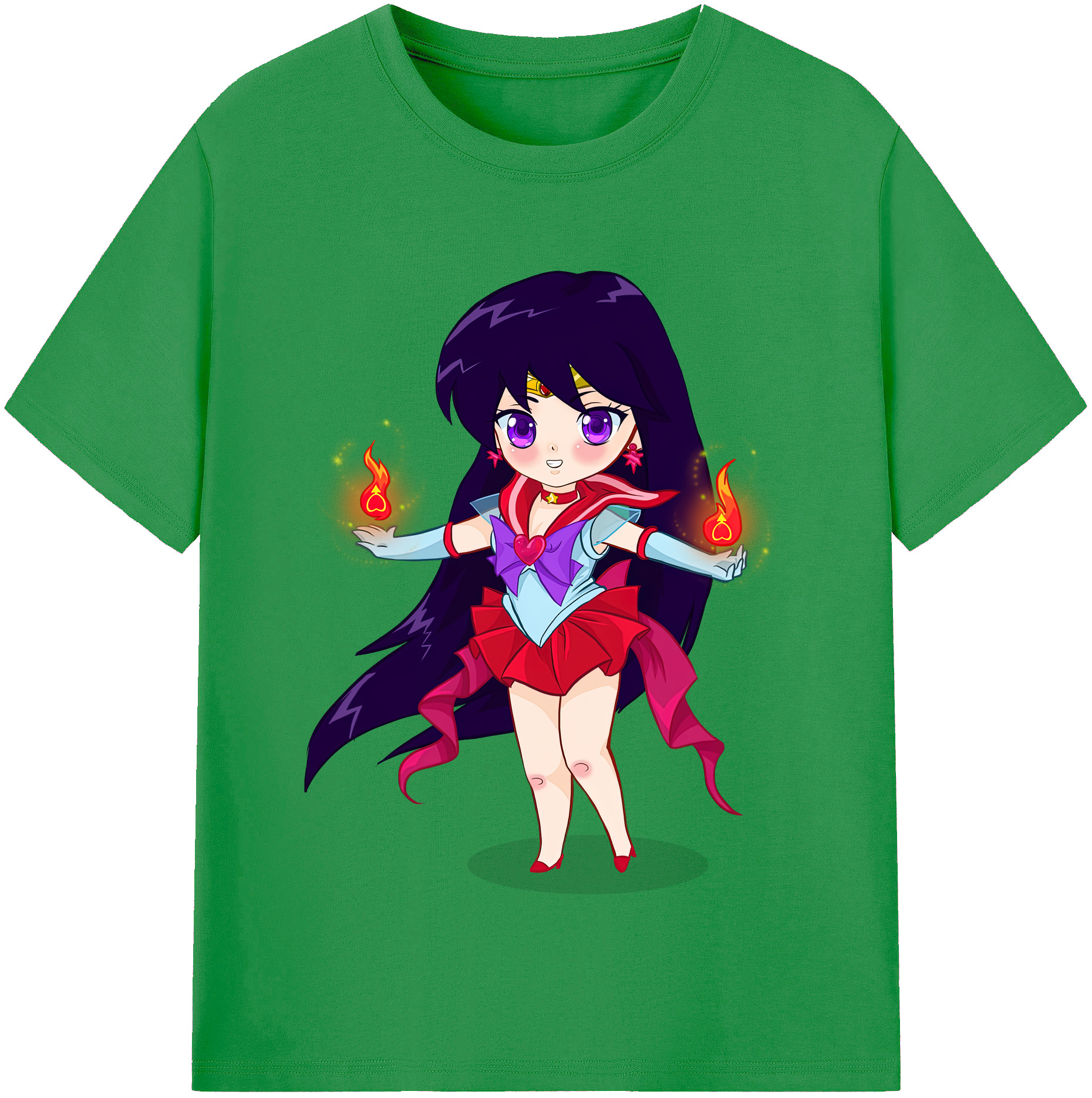 （画像用） 美少女戦士セーラームーン 火野レイ ひの レイ Sailor Moon Hino Rei （セーラーマーズ,Sailor Mars） レディースカジュアルプリントTシャツ（綿100％）