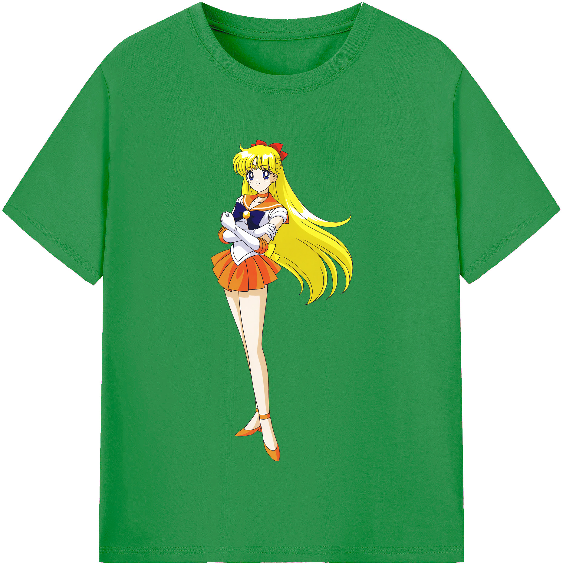（画像用） 美少女戦士セーラームーン 愛野 美奈子 あいの みなこ Sailor Moon Aino Minako レディースカジュアルプリントTシャツ（綿100％）