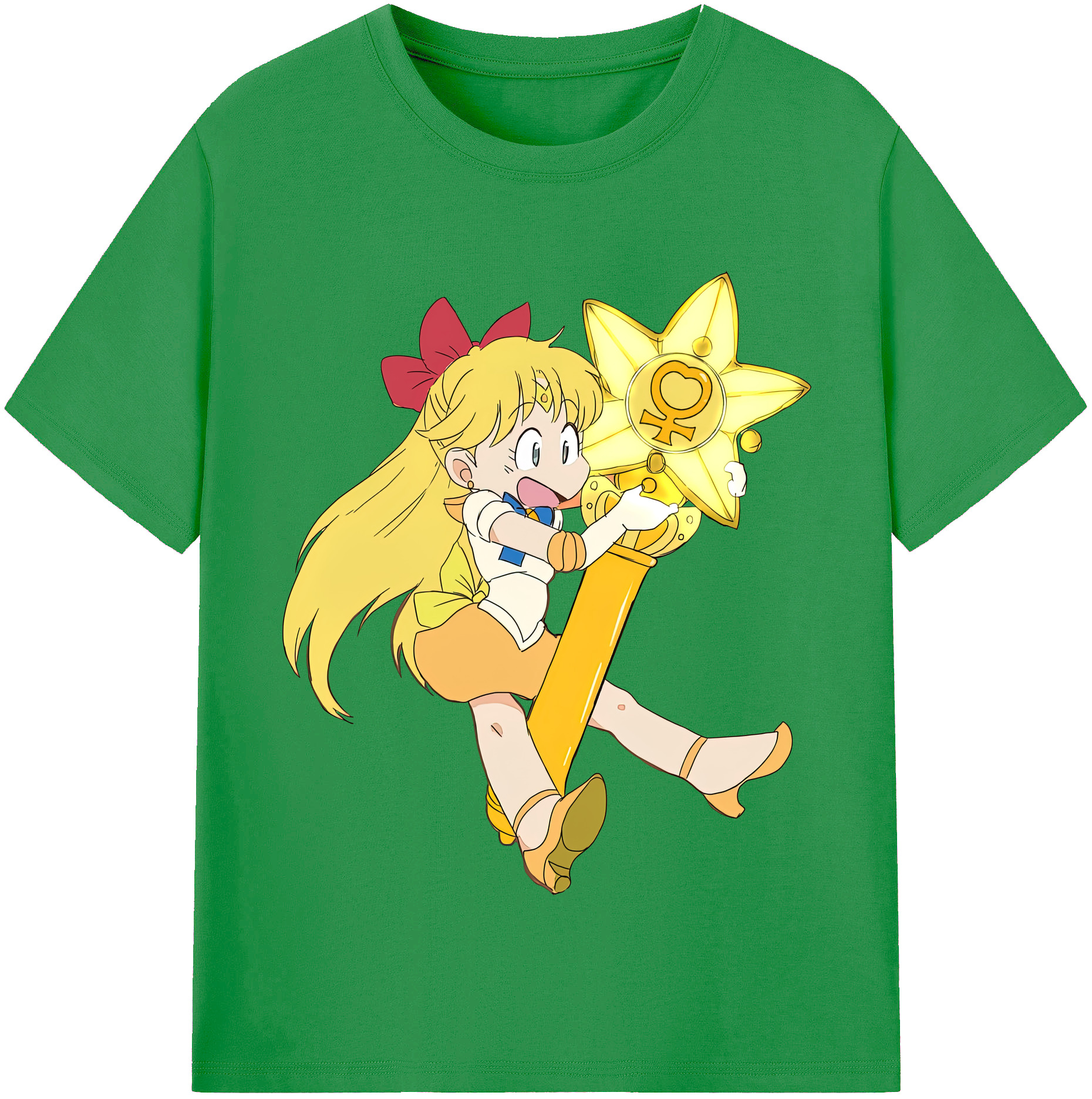 （画像用） 美少女戦士セーラームーン 愛野 美奈子 あいの みなこ Sailor Moon Aino Minako レディースカジュアルプリントTシャツ（綿100％）