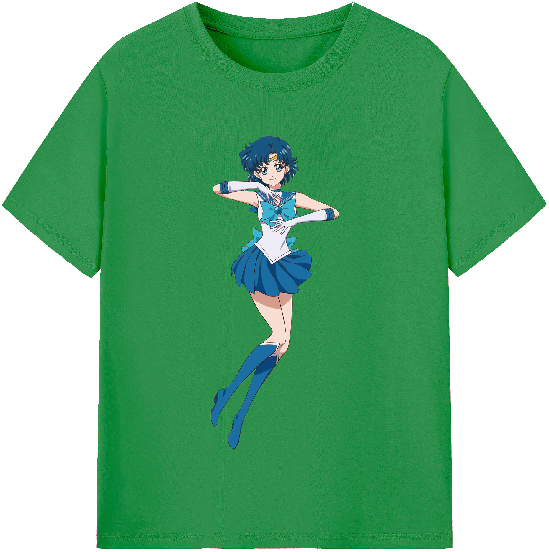（画像用） 美少女戦士セーラームーン 水野 亜美 みずの あみ Sailor Moon Mizuno Ami レディースカジュアルプリントTシャツ（綿100％）