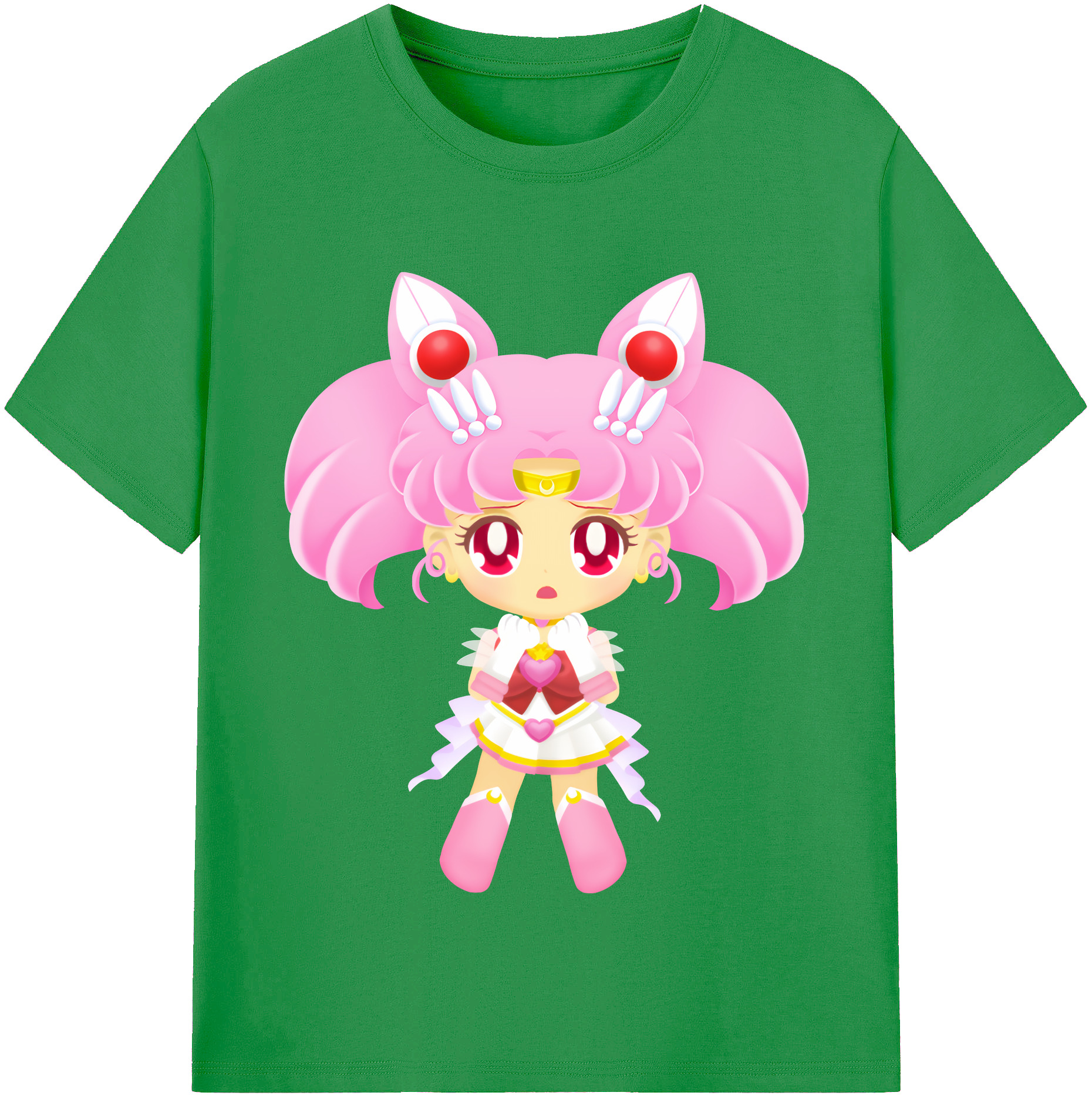 （画像用） 美少女戦士セーラームーン ちびうさ Sailor Moon Chibiusa Tsukino Usagi Small Lady Serenity レディースカジュアルプリントTシャツ（綿100％）