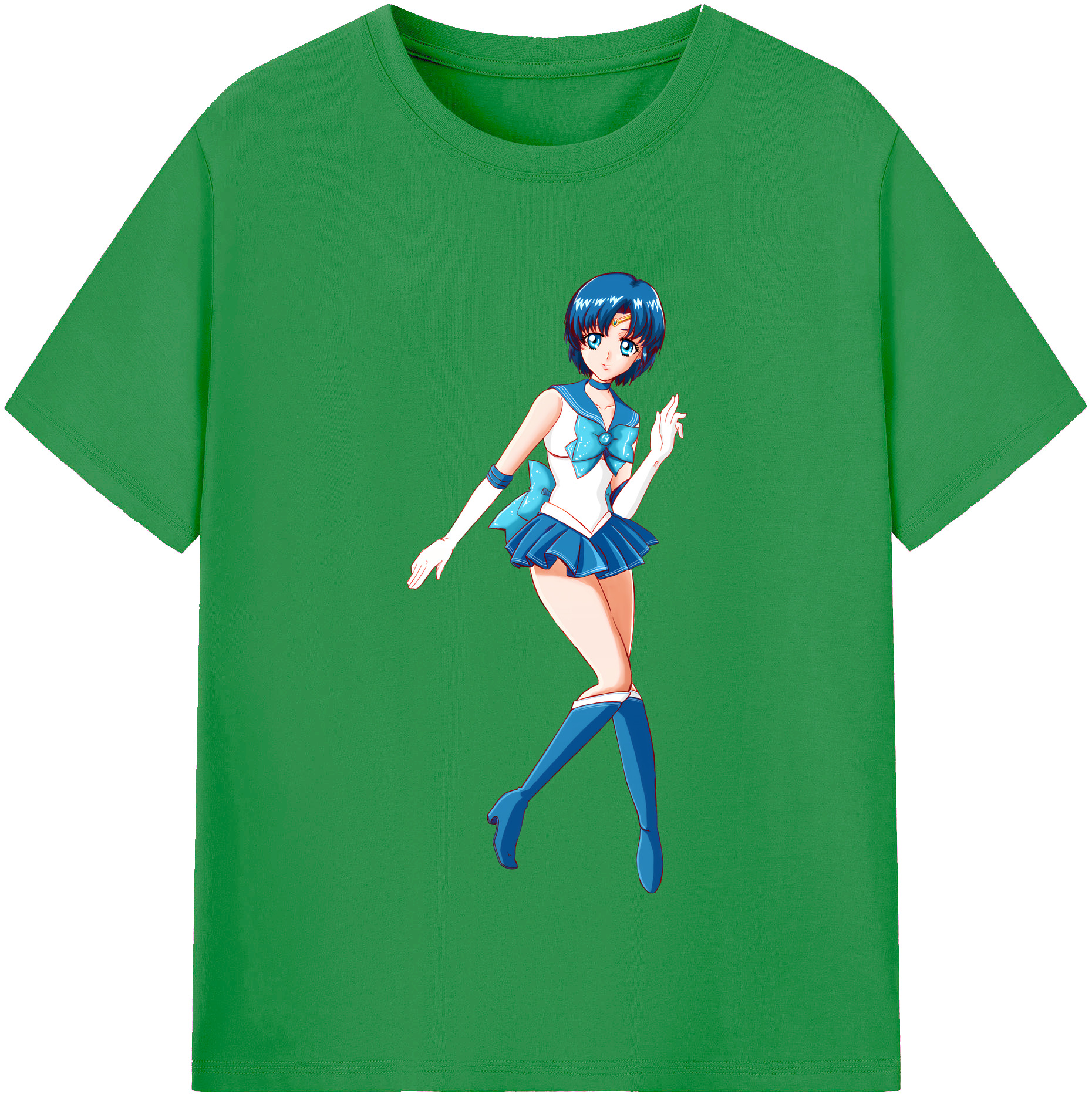 （画像用） 美少女戦士セーラームーン 水野 亜美 みずの あみ Sailor Moon Mizuno Ami レディースカジュアルプリントTシャツ（綿100％）