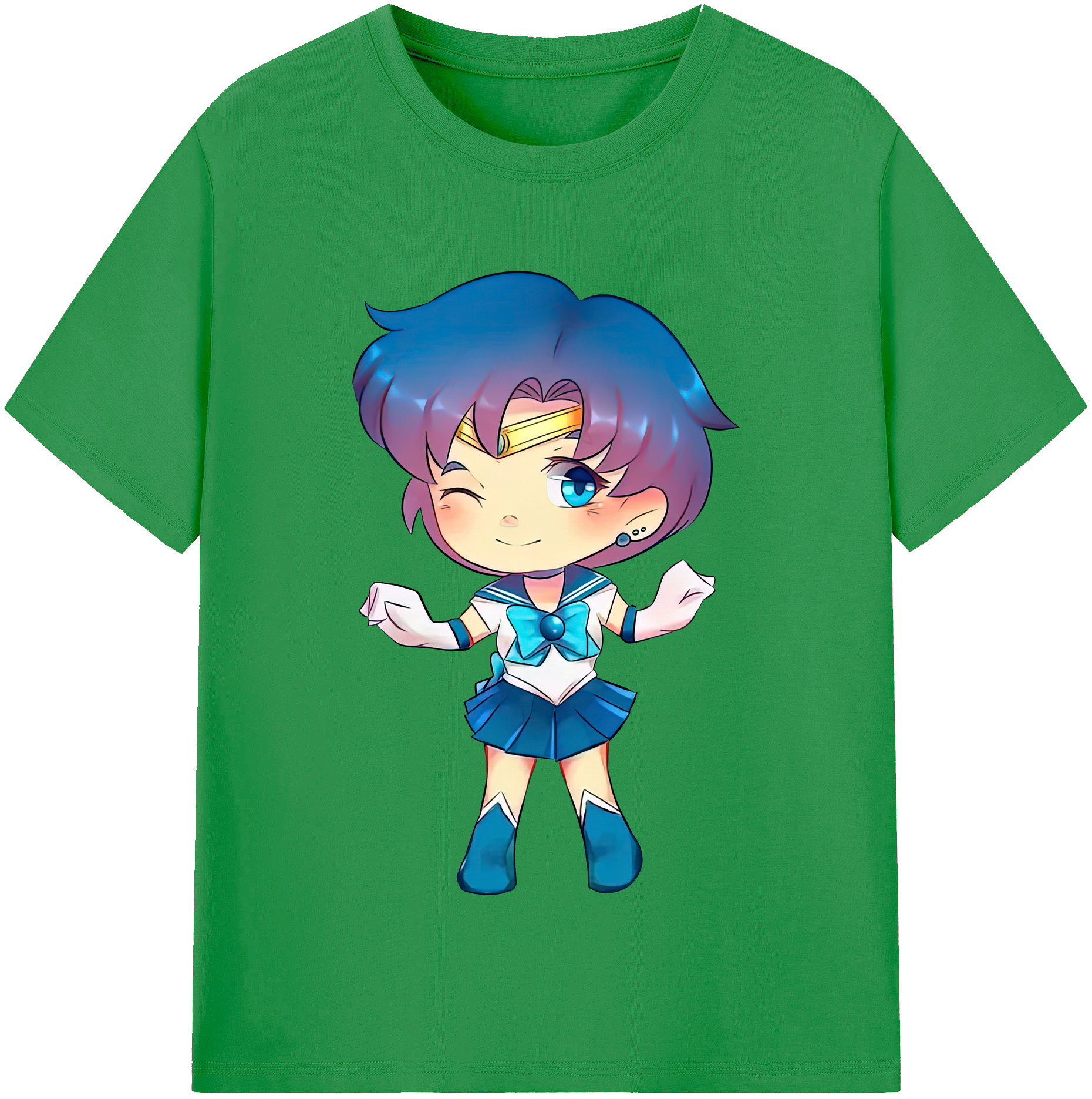 （画像用） 美少女戦士セーラームーン 水野 亜美 みずの あみ Sailor Moon Mizuno Ami レディースカジュアルプリントTシャツ（綿100％）