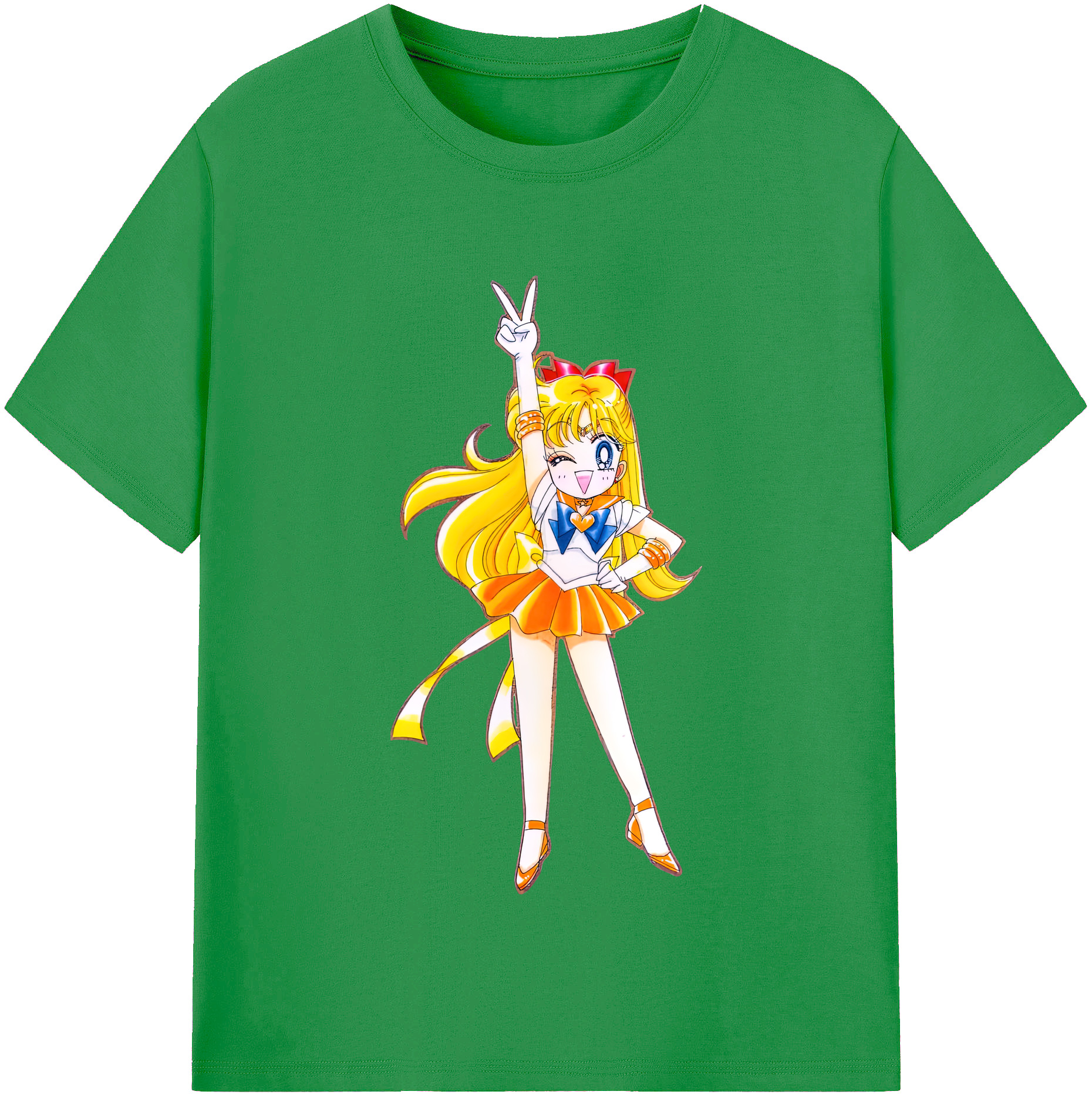 （画像用） 美少女戦士セーラームーン 愛野 美奈子 あいの みなこ Sailor Moon Aino Minako レディースカジュアルプリントTシャツ（綿100％）