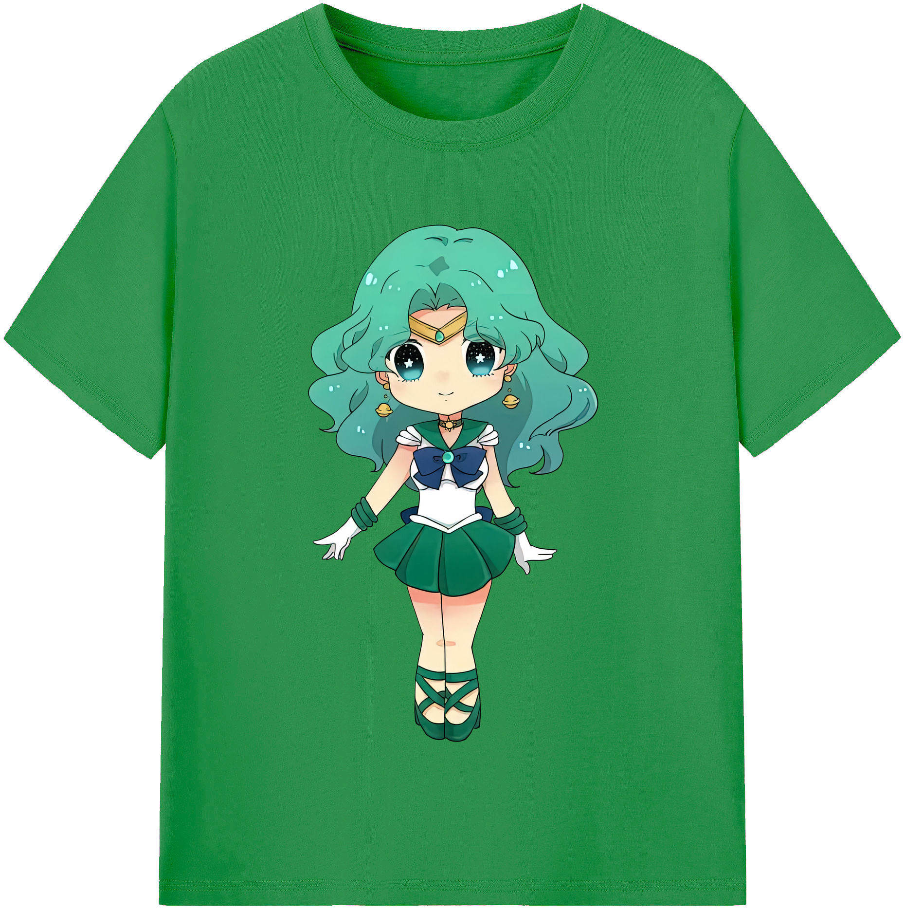 （画像用） 美少女戦士セーラームーン 海王 みちる（かいおう みちる） Sailor Moon Kaiou Michiru レディースカジュアルプリントTシャツ（綿100％）