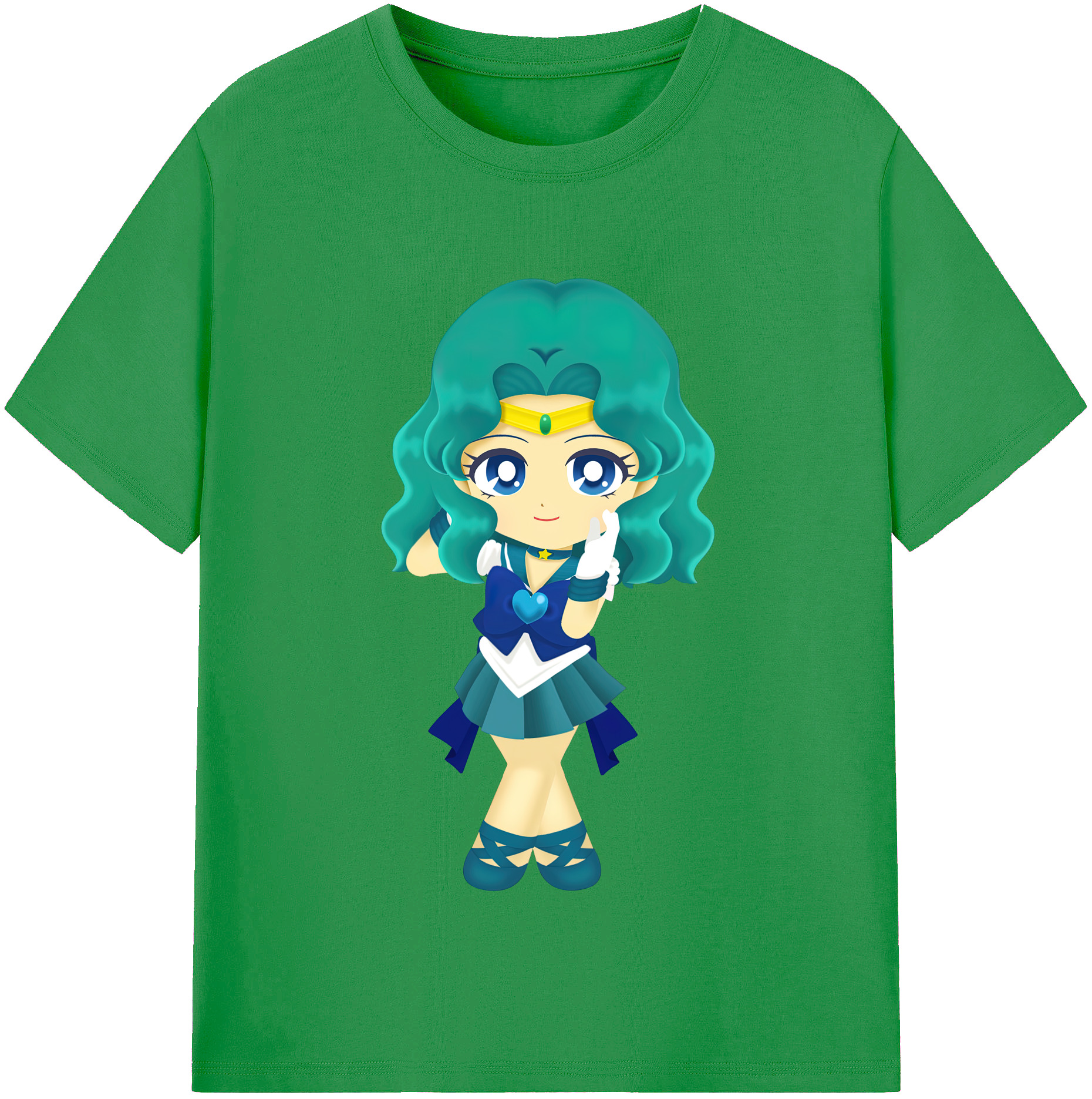 （画像用） 美少女戦士セーラームーン 海王 みちる（かいおう みちる） Sailor Moon Kaiou Michiru レディースカジュアルプリントTシャツ（綿100％）