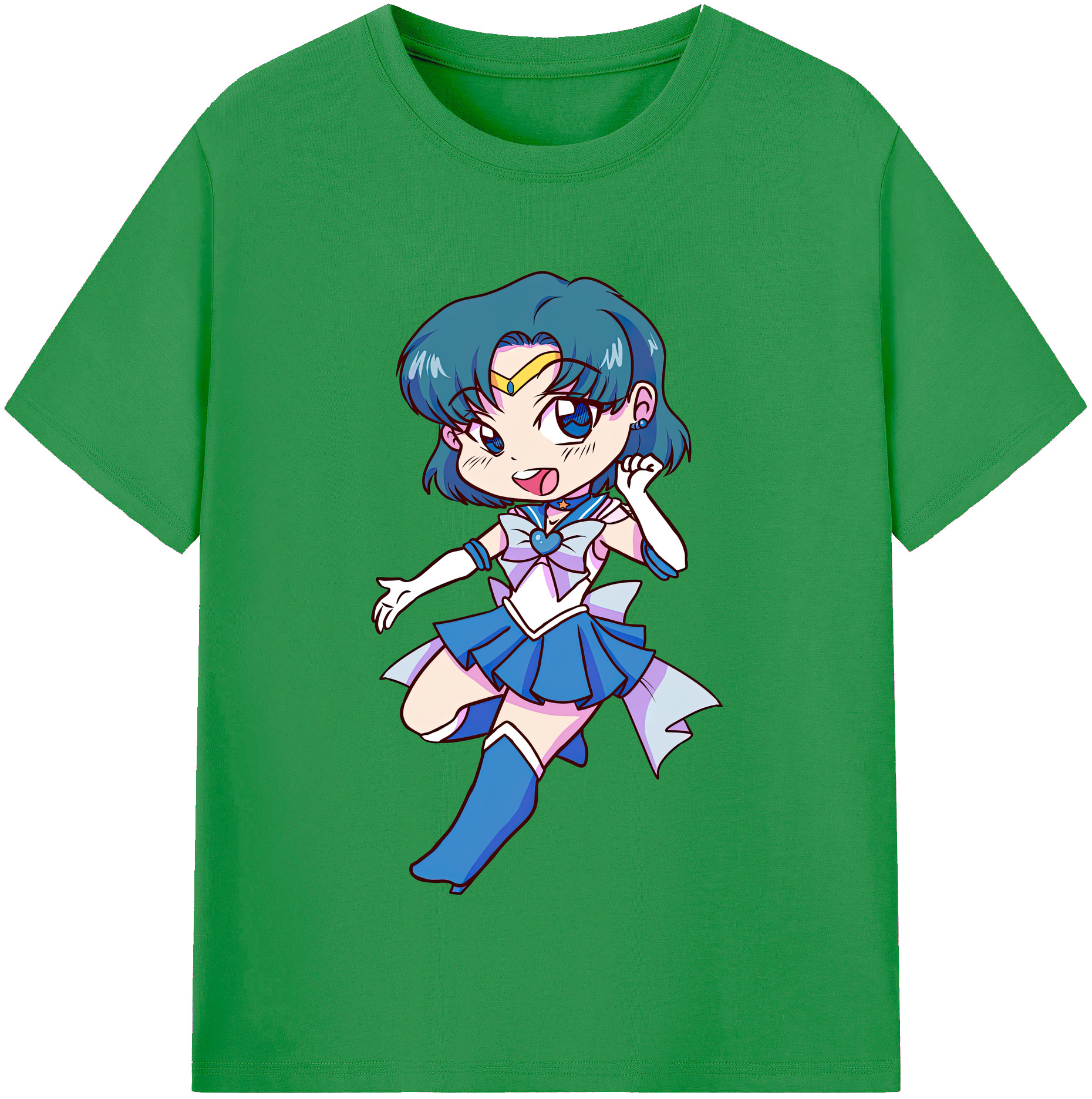 （画像用） 美少女戦士セーラームーン 水野 亜美 みずの あみ Sailor Moon Mizuno Ami レディースカジュアルプリントTシャツ（綿100％）