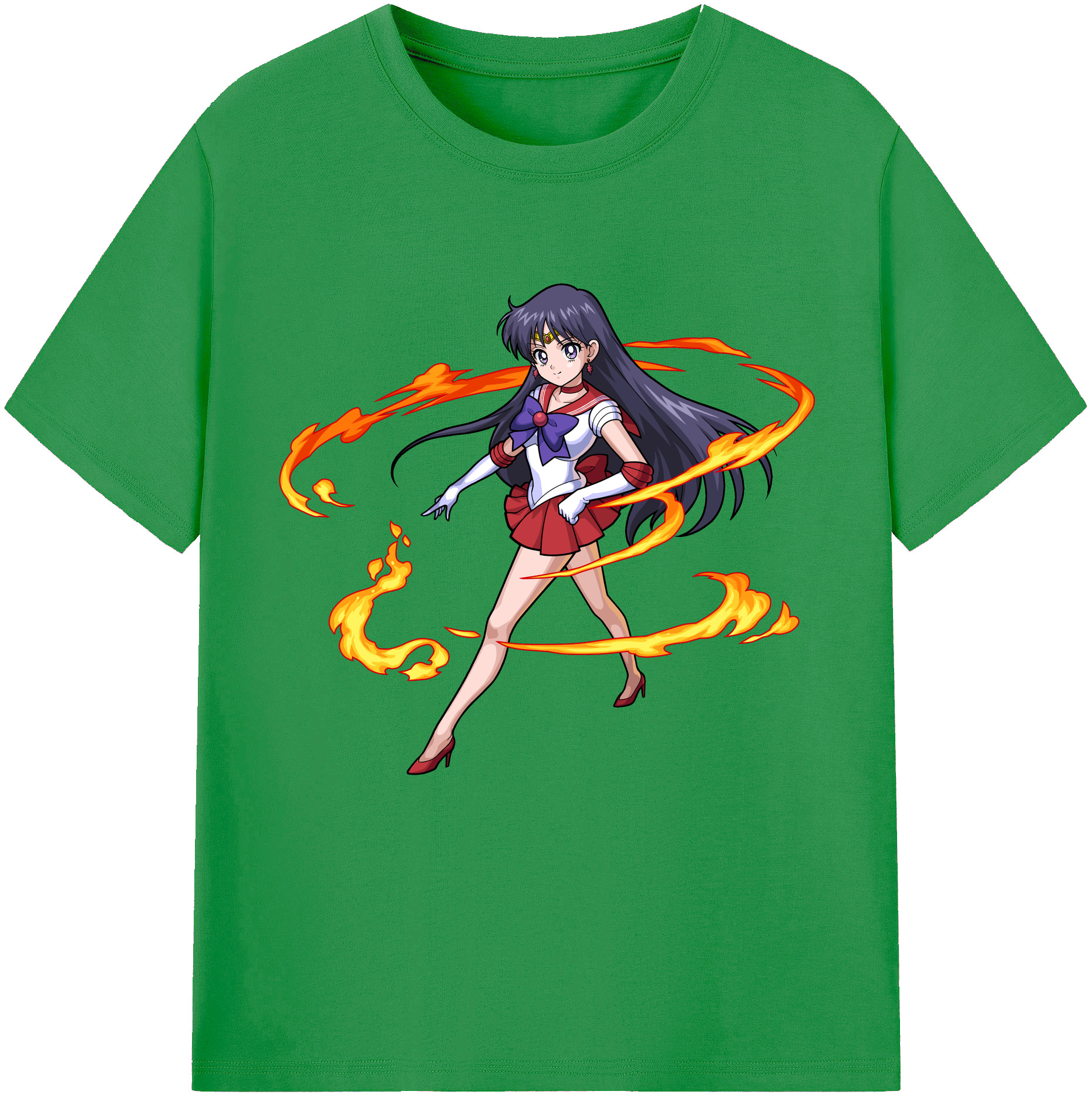 （画像用） 美少女戦士セーラームーン 火野レイ ひの レイ Sailor Moon Hino Rei （セーラーマーズ,Sailor Mars） レディースカジュアルプリントTシャツ（綿100％）