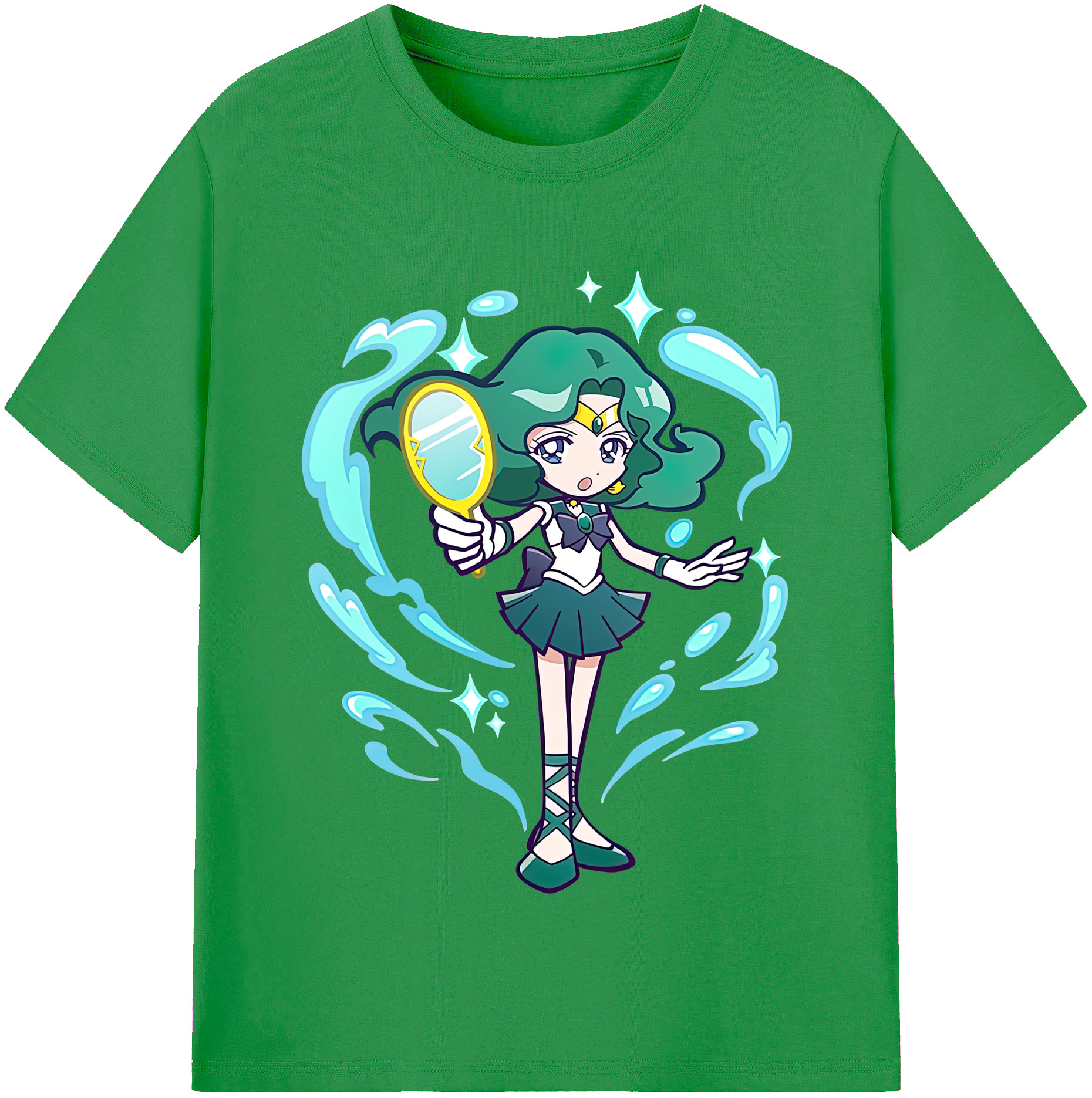 （画像用） 美少女戦士セーラームーン 海王 みちる（かいおう みちる） Sailor Moon Kaiou Michiru レディースカジュアルプリントTシャツ（綿100％）