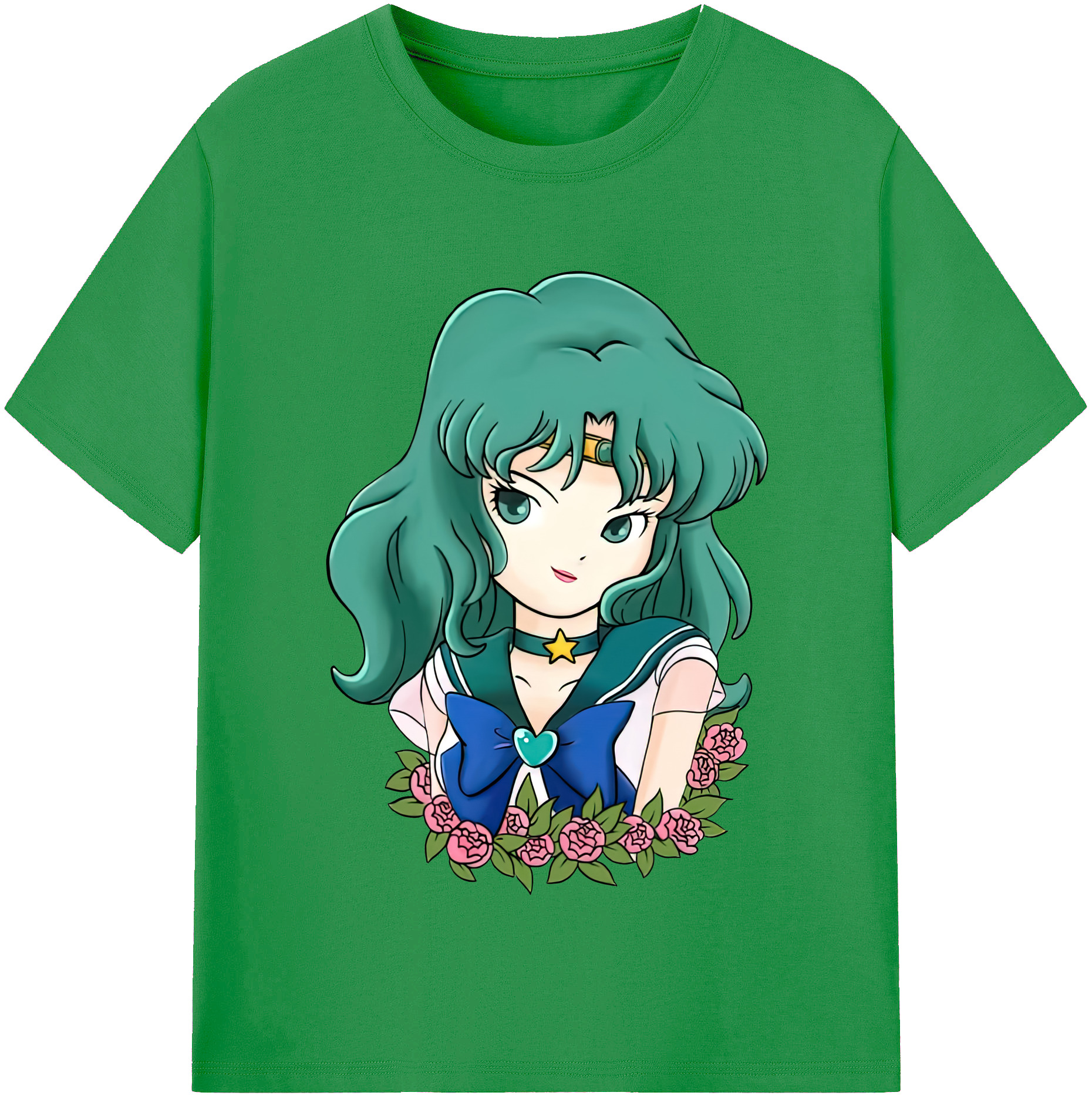 （画像用） 美少女戦士セーラームーン 海王 みちる（かいおう みちる） Sailor Moon Kaiou Michiru レディースカジュアルプリントTシャツ（綿100％）