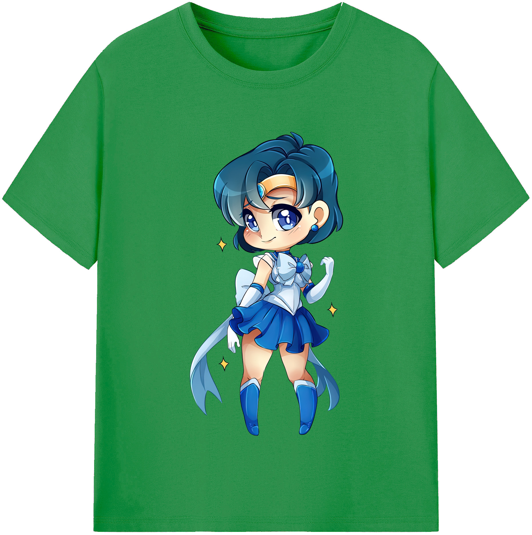 （画像用） 美少女戦士セーラームーン 水野 亜美 みずの あみ Sailor Moon Mizuno Ami レディースカジュアルプリントTシャツ（綿100％）