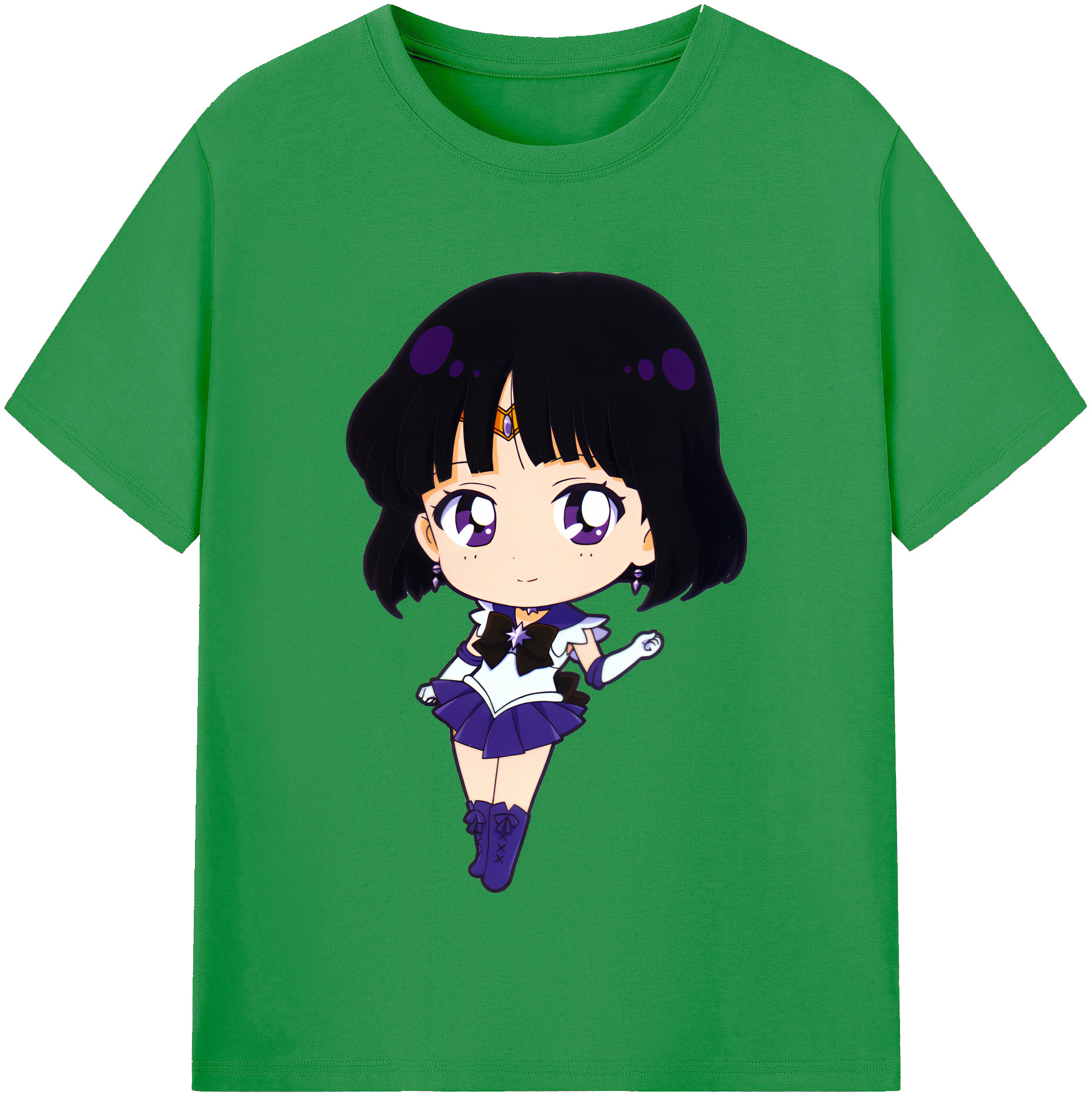 （画像用） 美少女戦士セーラームーン 土萠ほたる Sailor Moon Tomoe Hotaru （セーラーサターン；Sailor Saturn） レディースカジュアルプリントTシャツ（綿100％）