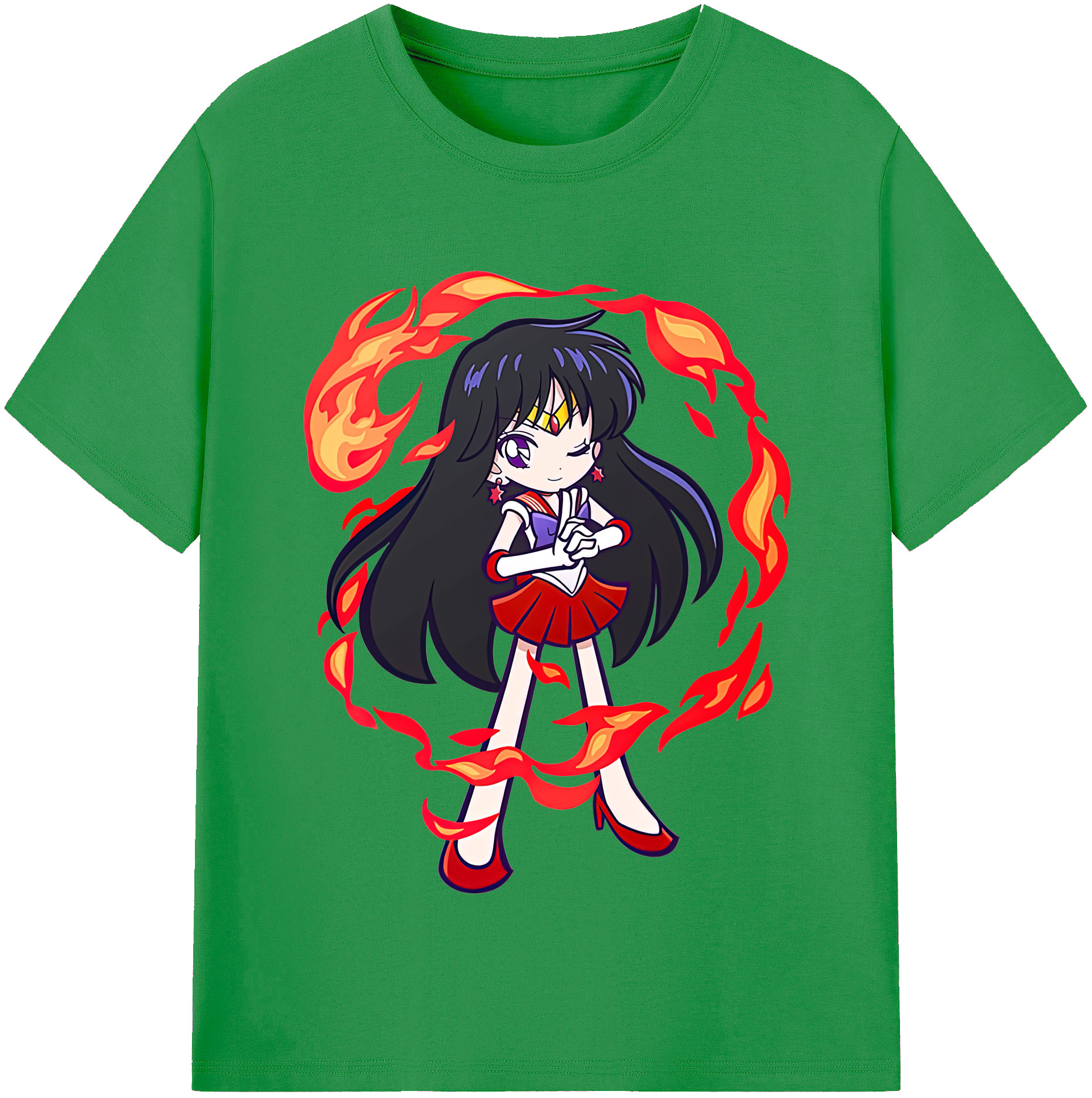 （画像用） 美少女戦士セーラームーン 火野レイ ひの レイ Sailor Moon Hino Rei （セーラーマーズ,Sailor Mars） レディースカジュアルプリントTシャツ（綿100％）